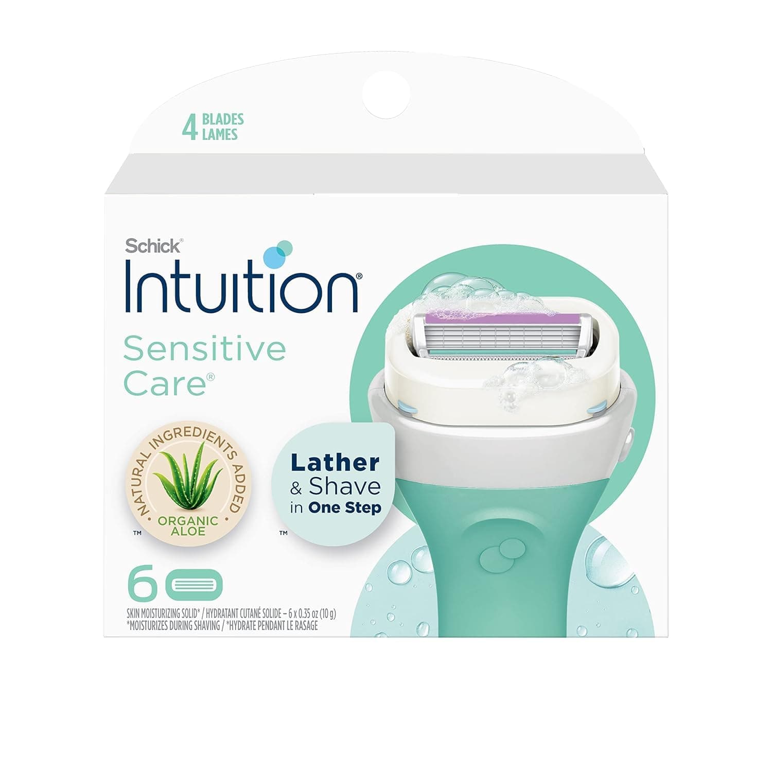 INTUITION Schick Refill, Razors for Women Sensitive Skin | Intuition Razor Blades Refill with Organic Aloe, Razor Refills , 6 Count (Pack of 1) - image 1 of 1