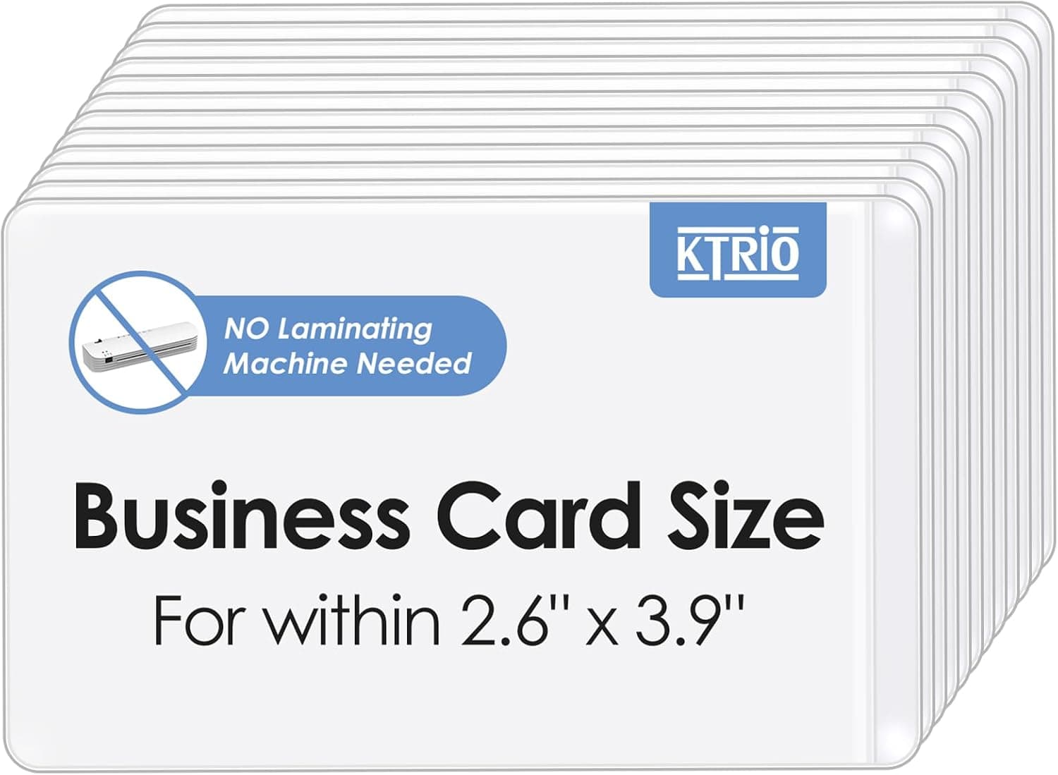 KTRIO Self-Sealing Laminating Pouches 2.6 x 3.9 inches, 30 Pouches, 10 Mil Thickness, Self -Adhesive Laminate Sheets for Business Cards, Round Corner Design, No Machine Needed Clear Lamination Sheets - image 1 of 1