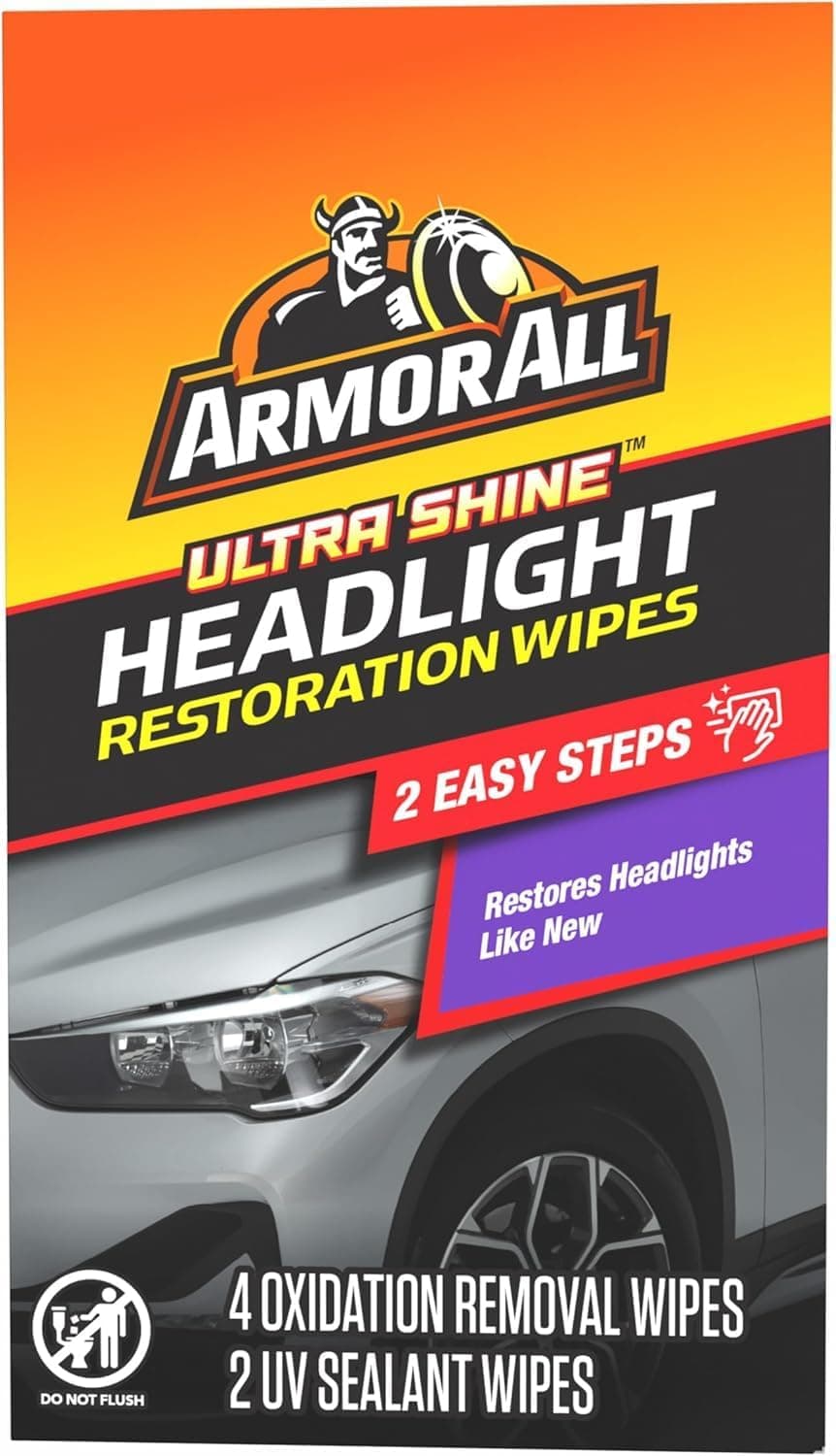 Armor All Car Headlights Cleaner Wipes , Cleaning Wipes for Headlights for Cars, Trucks, Mortocycles, 6 Wipes - image 1 of 1