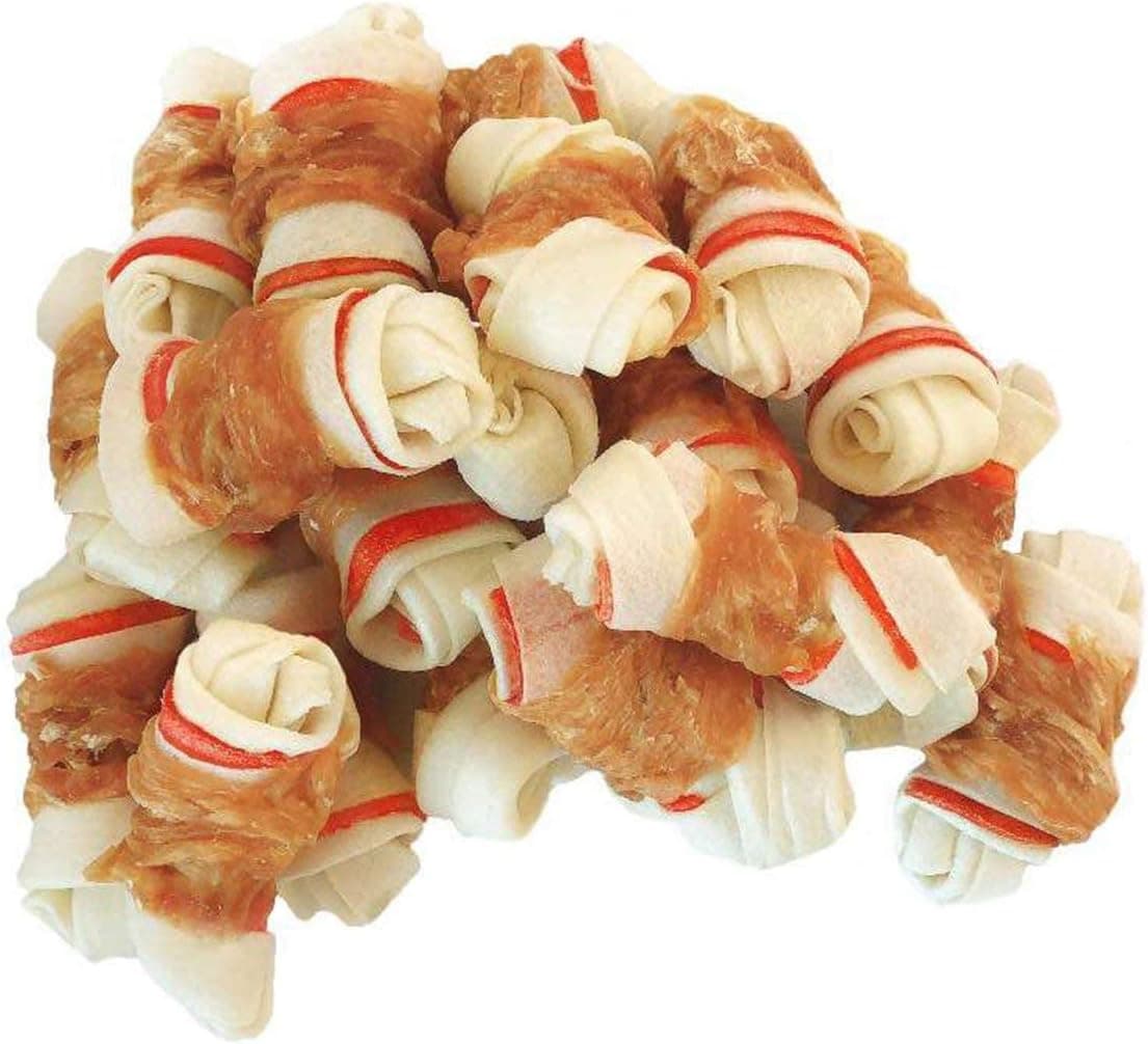 Dog Treats Chicken Wrapped Rawhide Bones for Small Dog Treats Puppy Chews Snacks Promotes Healthy Chewing Chicken Wrapped Knot 2.5" 0.5lb - image 1 of 1