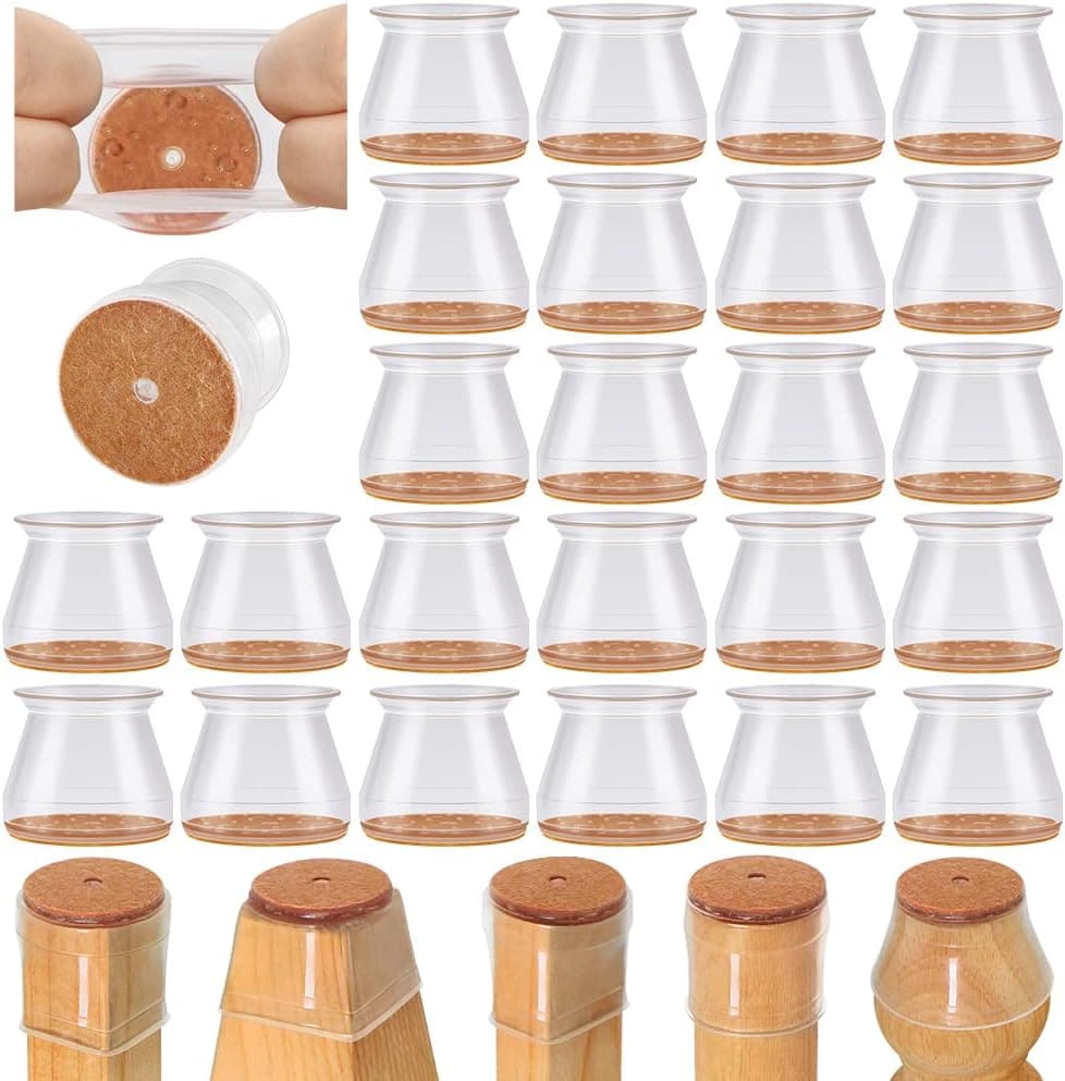 24 Pcs Chair Leg Floor Protectors for Hardwood Floors Silicone Covers to Protect Wood Tile Floors Felt Pads Furniture Leg Caps Anti-Scratch Reduce Noise (Fit:1.3"-2") - image 1 of 1