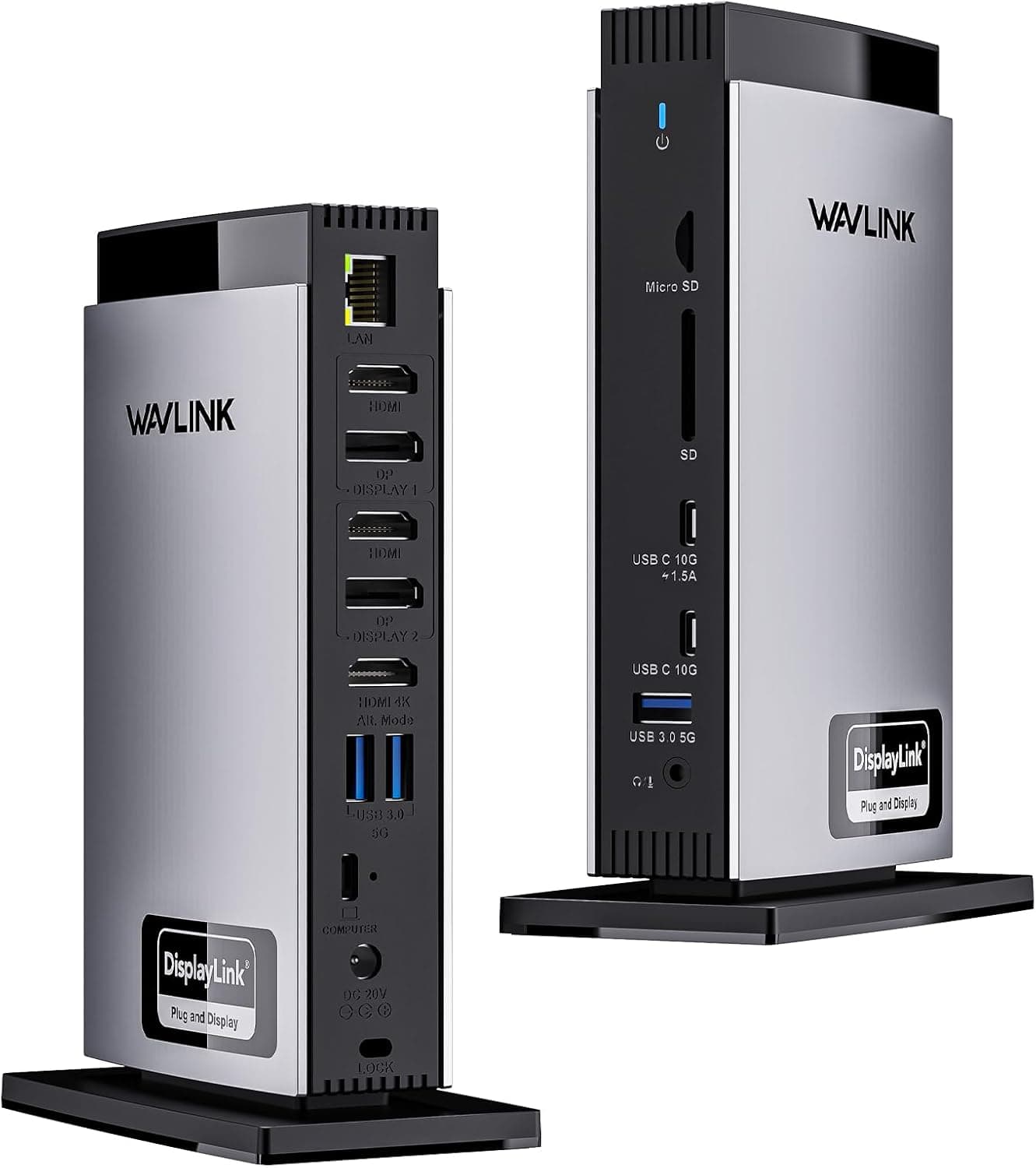 WAVLINK USB C DisplayLink Docking Station 15 in 1 with 3 HDMI,Laptop Docking Station Triple Monitor 4K60Hz,for M1 M2 M3 Mac and Windows,5 USB Ports, 2DP,Ethernet Port, Audio/Mic, SD/TF - image 1 of 1