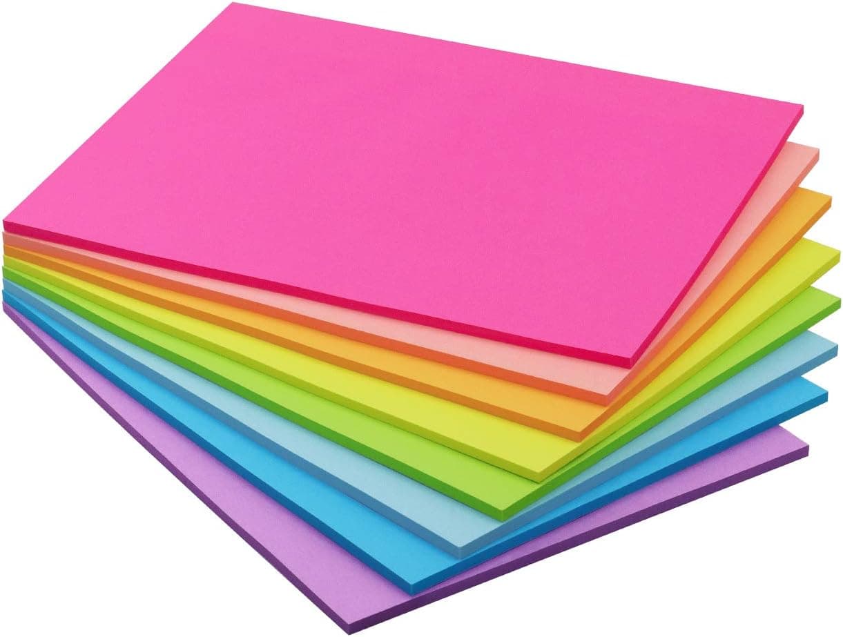 Sticky Notes 8x6 inch Bright Colors Self-Stick Pads 8 Pads/Pack 35 Sheets/Pad Total 280 Sheets - image 1 of 1