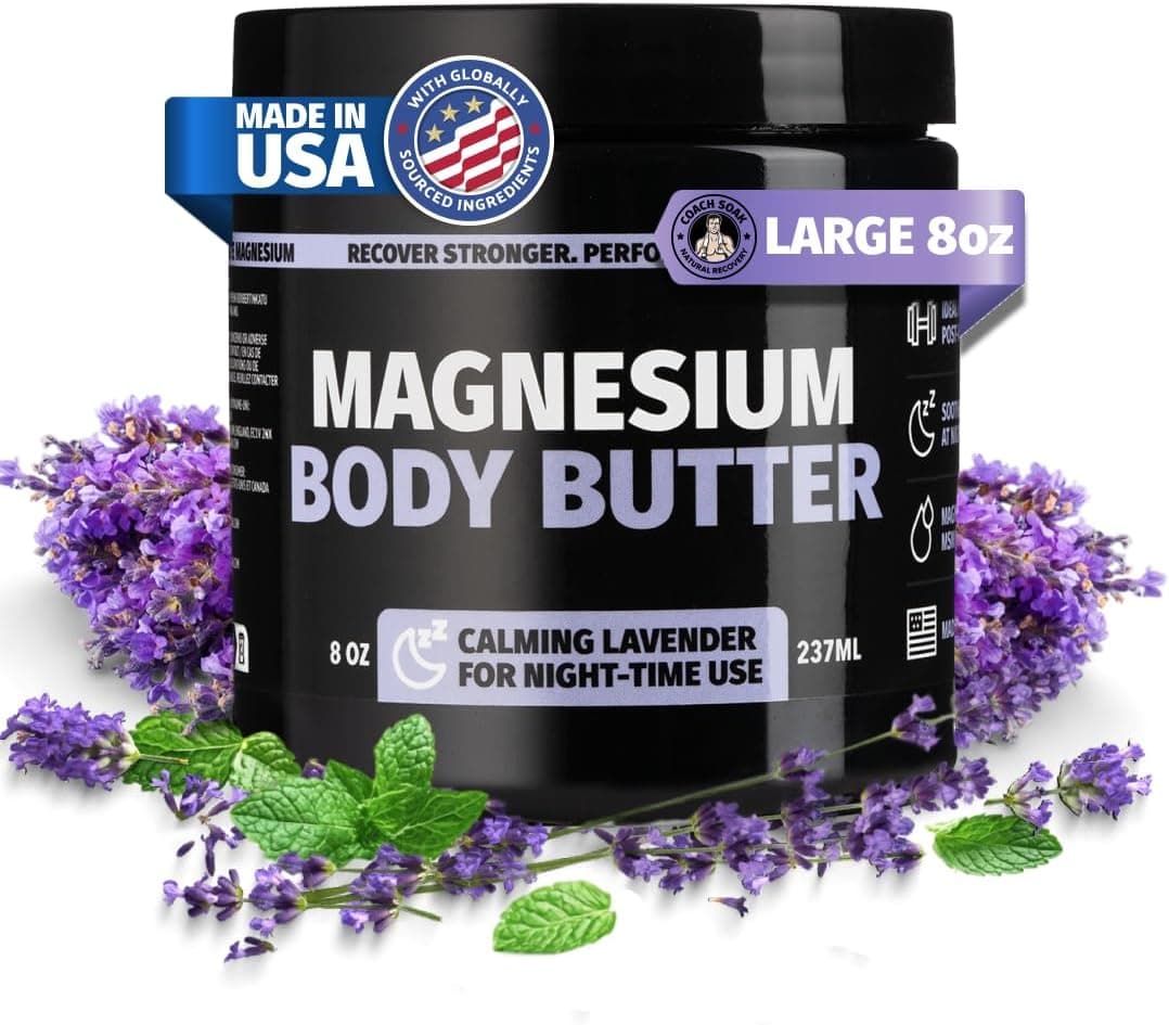 Coach Soak Nighttime Magnesium Body Butter, Thick Cream with High Magnesium Concentration, Soothes Muscles Overnight, Shea Butter, Almond Oil & Lavender, Large Size (8oz) - image 1 of 1