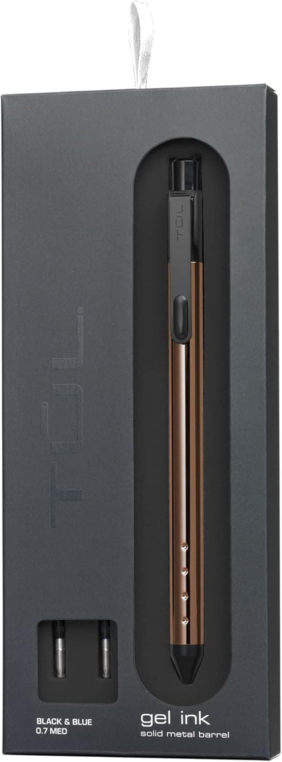 TUL® Fine Writing Solid Metal Barrel Retractable Gel Pen with 2 Refills, Medium Point, 0.7 mm, Rose Gold Barrel, Black/Blue Ink - image 1 of 1