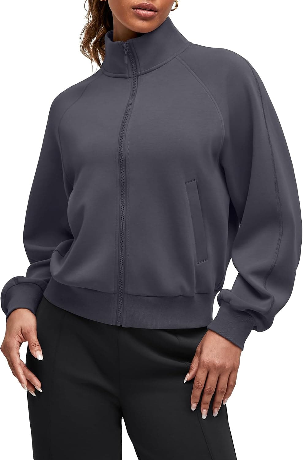 G4Free Smoofit Modal Soft Women's Zip Up Jackets Loose Fit Mock Neck Casual Tops with Pockets