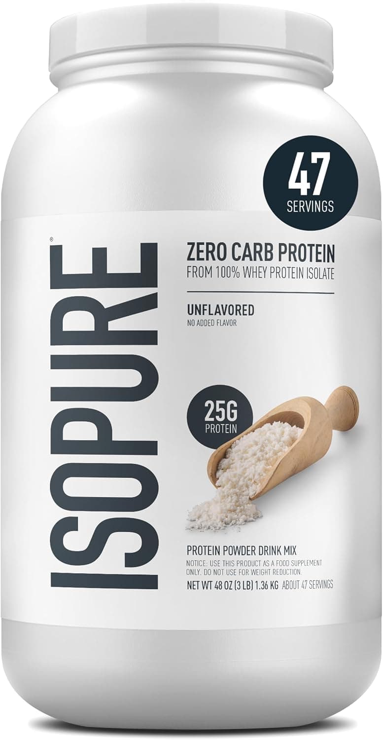 Isopure Protein Powder, Whey Protein Isolate Powder, 25g Protein, Zero Carb & Keto Friendly, No Added Colors/Flavors/Sweeteners, Flavor: Unflavored 3 Pound (Packaging May Vary) - image 1 of 1
