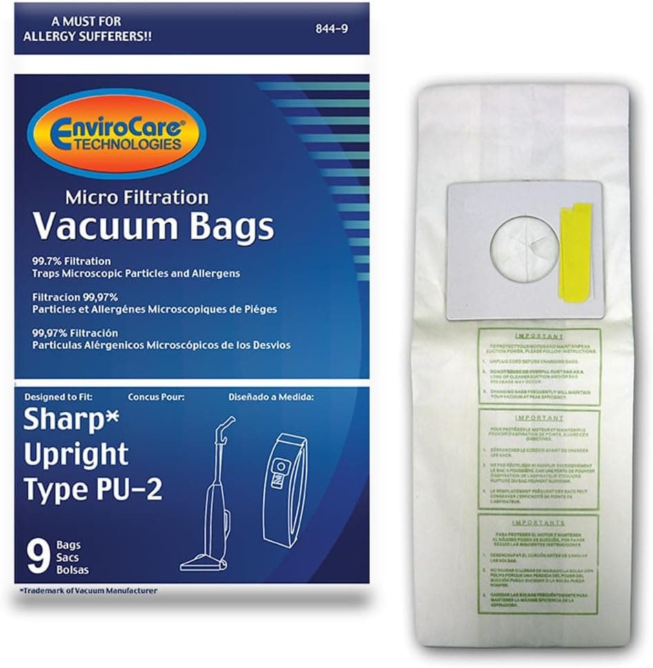 EnviroCare Replacement Micro Filtration Vacuum Cleaner Dust Bags made to fit Sharp PU-2 Uprights 9 Pack - image 1 of 1