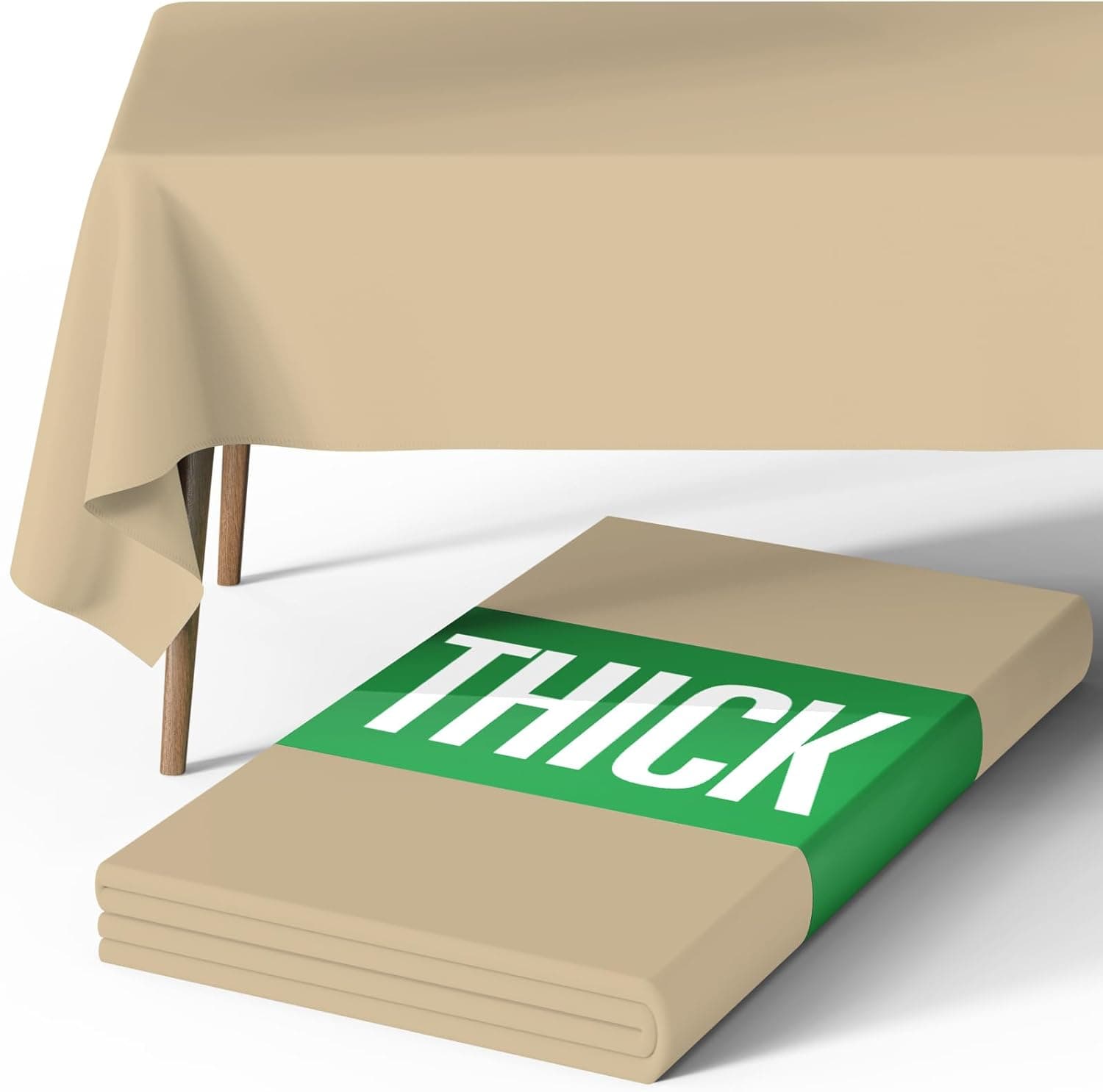 Pureegg Rectangle Table Cloth 60" x 84" – Durable Polyester Tablecloth Offers Reusable & Washable Protection, Ideal for Outdoor Party, Picnic, Wedding, Banquet and Birthday, Beige - image 1 of 1