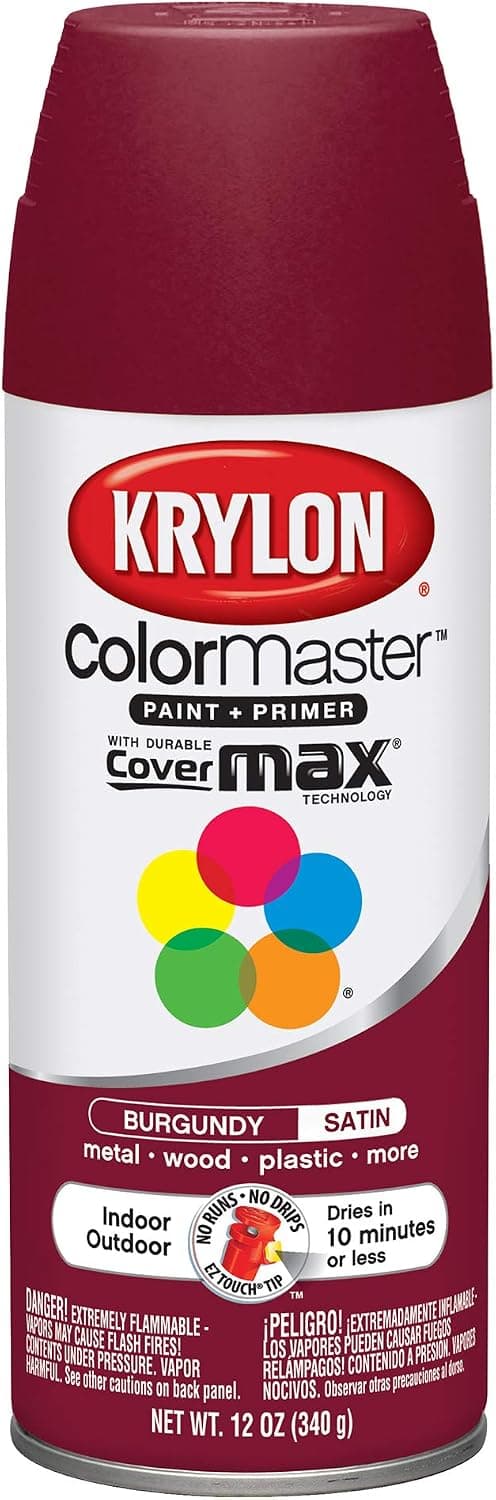 Krylon SW53503 12 oz Satin Burgundy Color Master Enamel Spray Paint, 12 Ounce (Pack of 1) - image 1 of 1