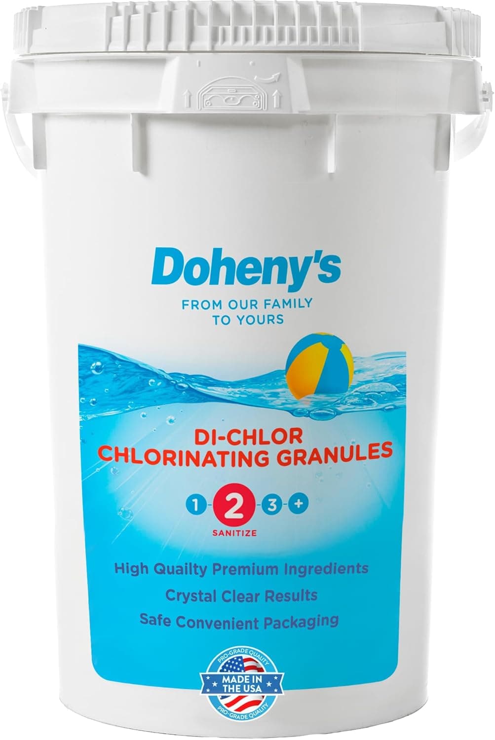 Doheny's Di-Chlor Granular Chlorine | Pro-Grade 3-in-1 Pool Sanitizer, Shock & Algaecide | Fast-Dissolving, Calcium-Free, No Residue | 99.5% Sodium Dichlor with 56% Stabilized Chlorine | 50lb Bucket - image 1 of 1