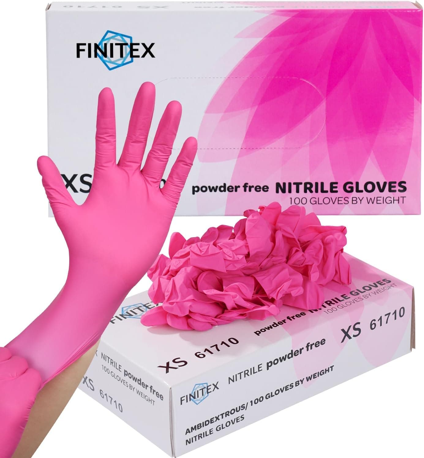 FINITEX Nitrile Disposable Latex-Free Gloves - 3.5mil 100PCS Powder-Free Latex Free Cleaning Medical Exam Food Gloves - image 1 of 1