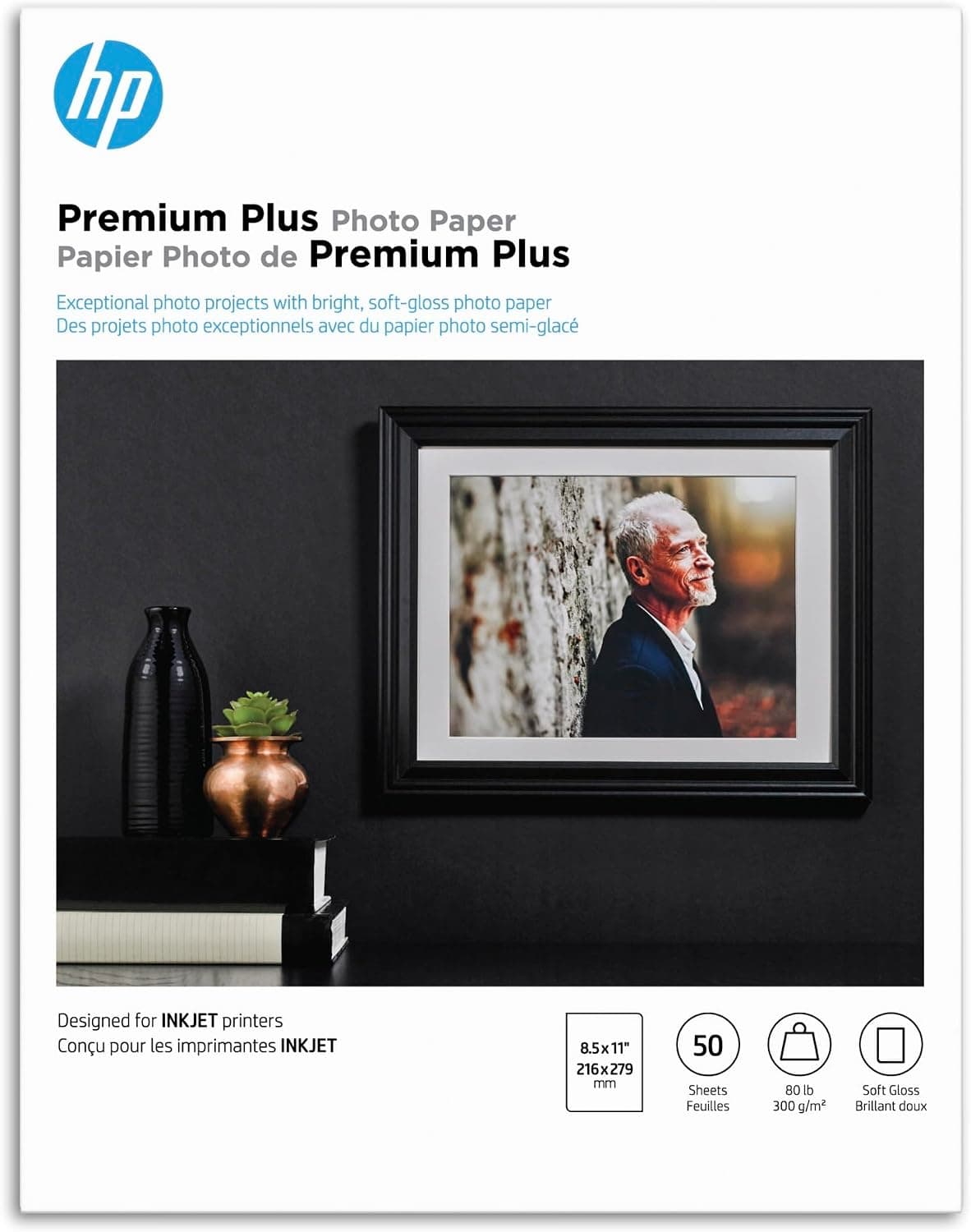 HP Premium Plus Photo Paper, Satin, 8.5x11 in, 50 sheets (CR667A) - image 1 of 1