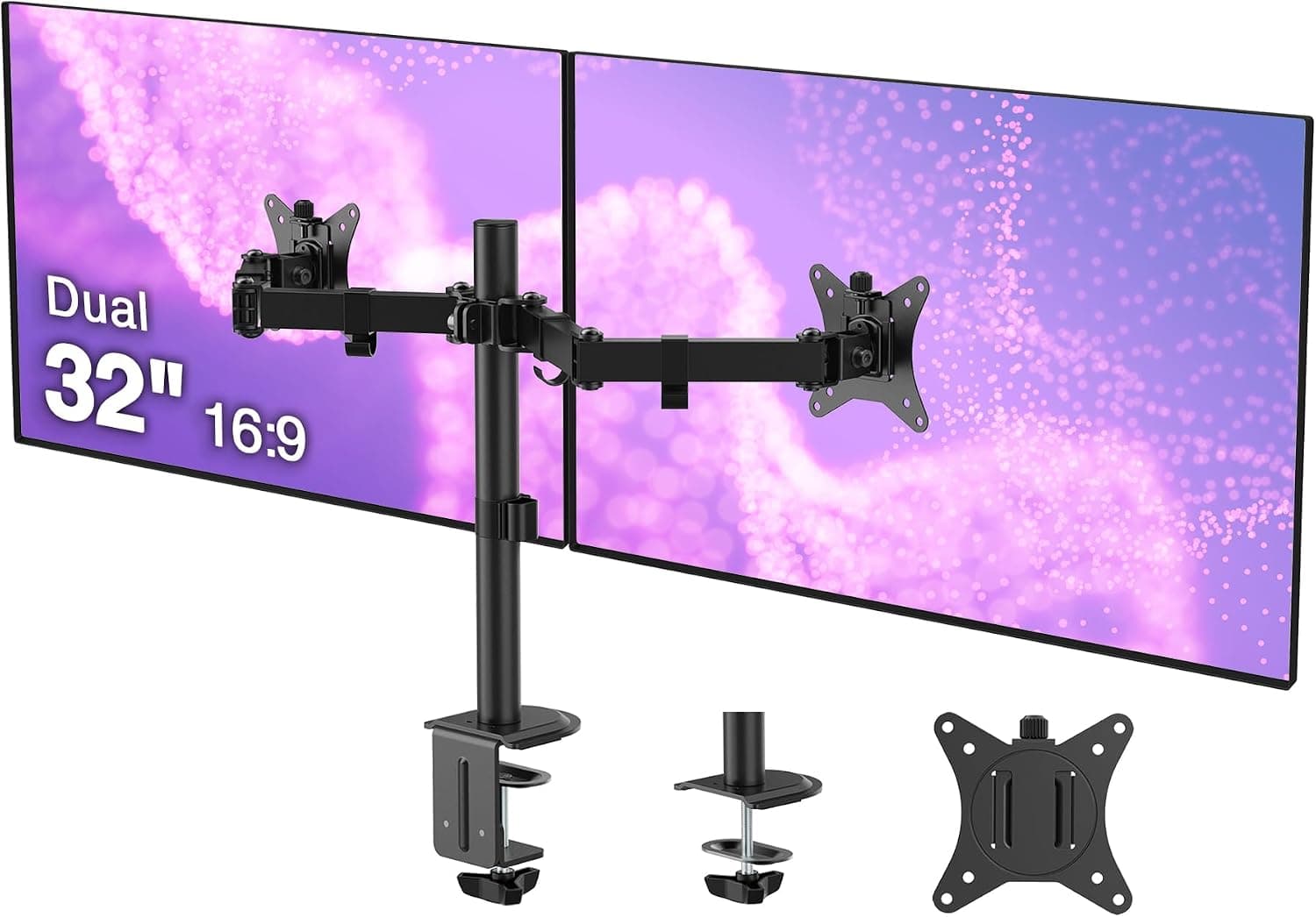 SIIG Dual 32 Inch Articulating Monitor Arm-Black for 17-32" VESA Screens, Full Motion Tilt Swivel Rotation, Height Adjustable Mount with C-Clamp & Grommet Base, Ergonomic Desk Setup (CE-MT0Q11-S1) - image 1 of 1