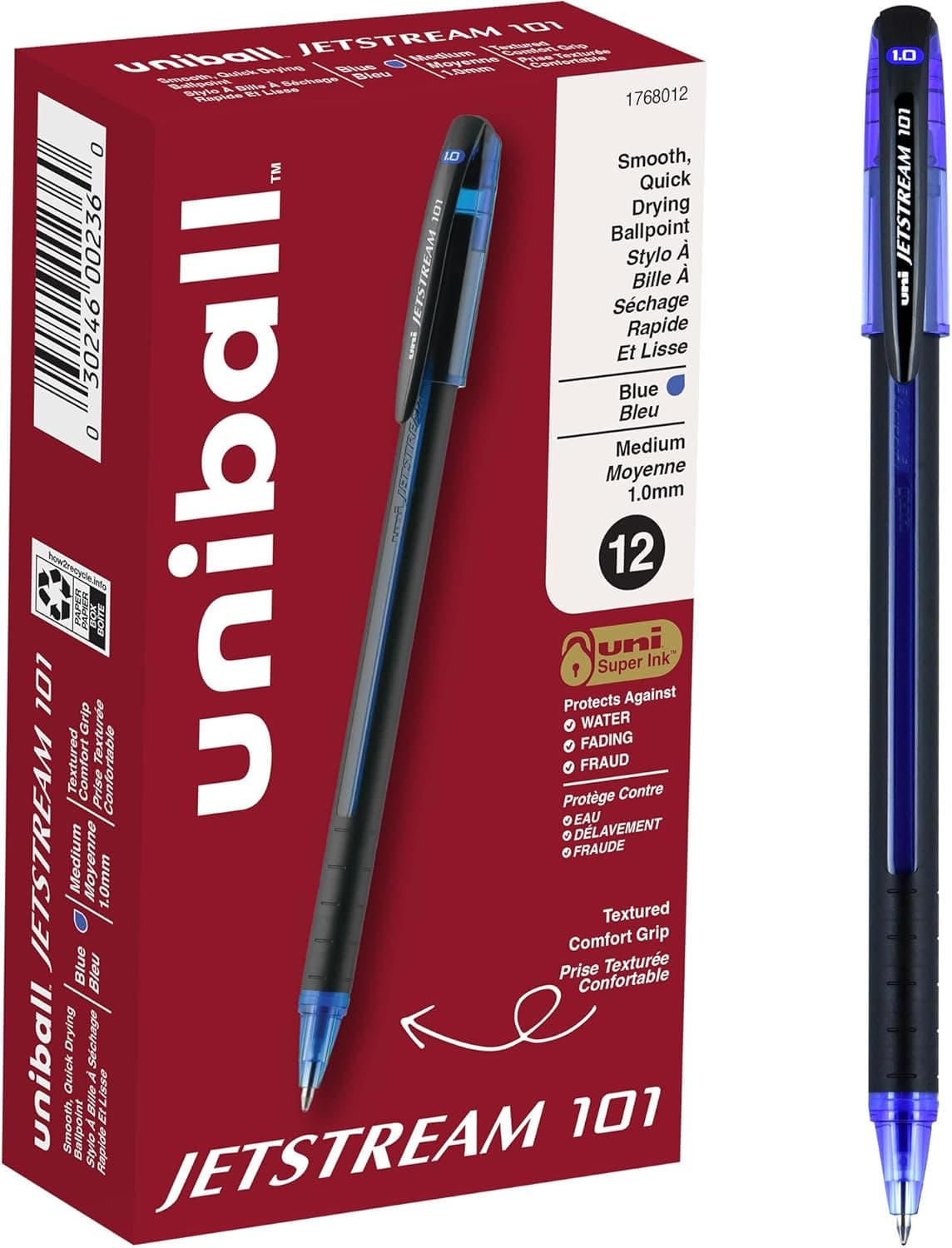 Uni-Ball 1768012 Jetstream 101 Ball Point Pens, Bold Point, Blue Ink, 12 Pack - image 1 of 1