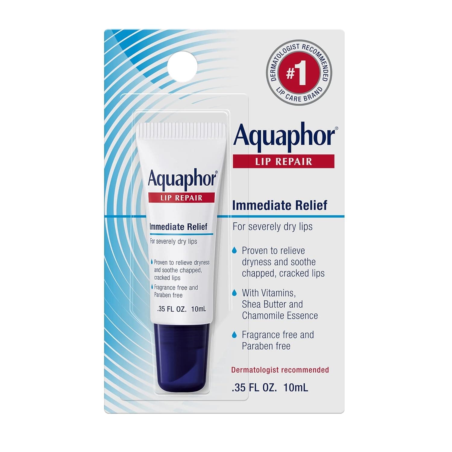 Aquaphor Lip Repair Ointment - Long-lasting Moisture to Soothe Dry Chapped Lips - .35 fl. oz. Tube - image 1 of 1
