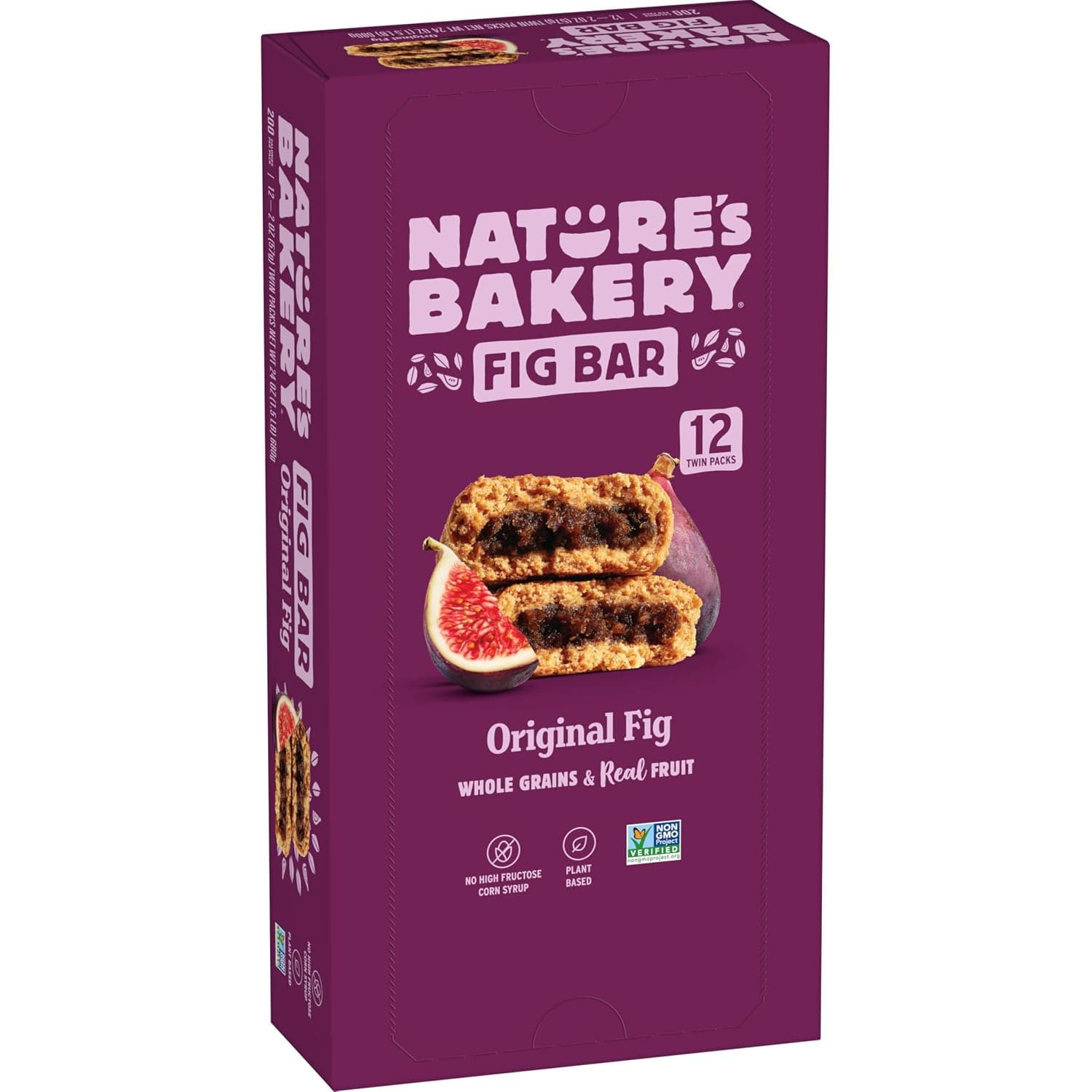 Nature’s Bakery Whole Wheat Fig Bars, Original Fig, Real Fruit, Vegan, Non-GMO, Snack bar, 1 box with 12 twin packs (12 twin packs) - image 1 of 1