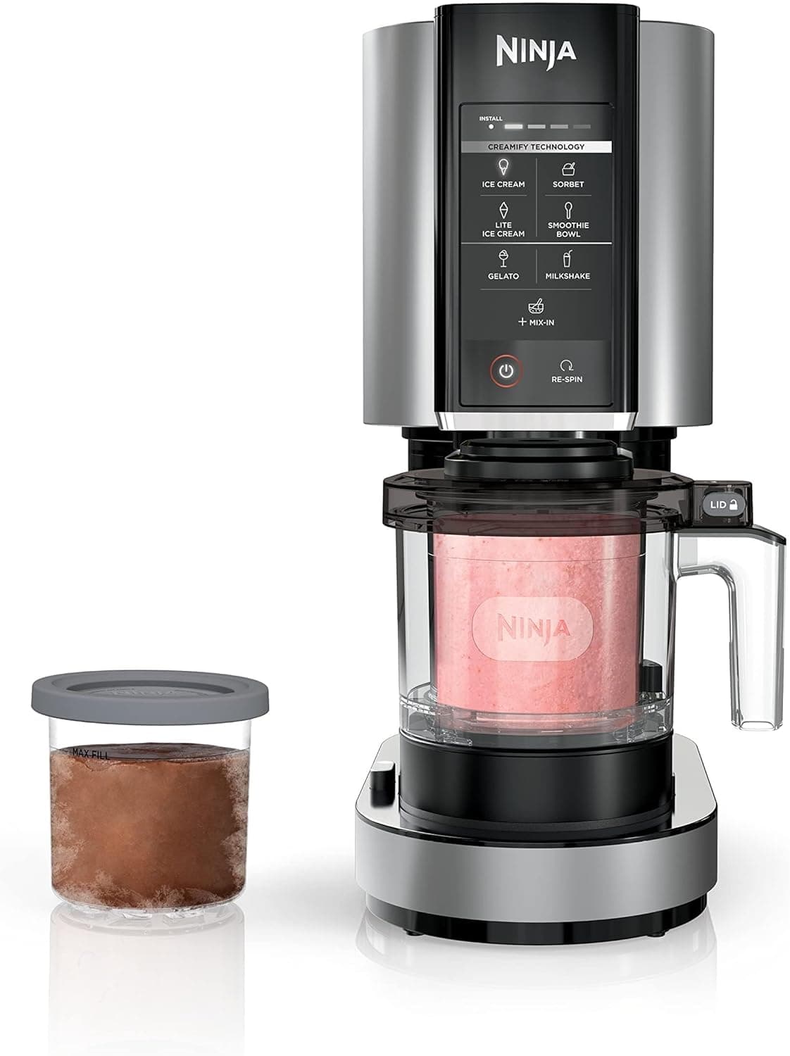 Ninja NC301 CREAMi Ice Cream Maker, for Gelato, Mix-ins, Milkshakes, Sorbet, Smoothie Bowls & More, 7 One-Touch Programs, with (2) Pint Containers & Lids, Compact Size, Perfect for Kids, Silver - image 1 of 1