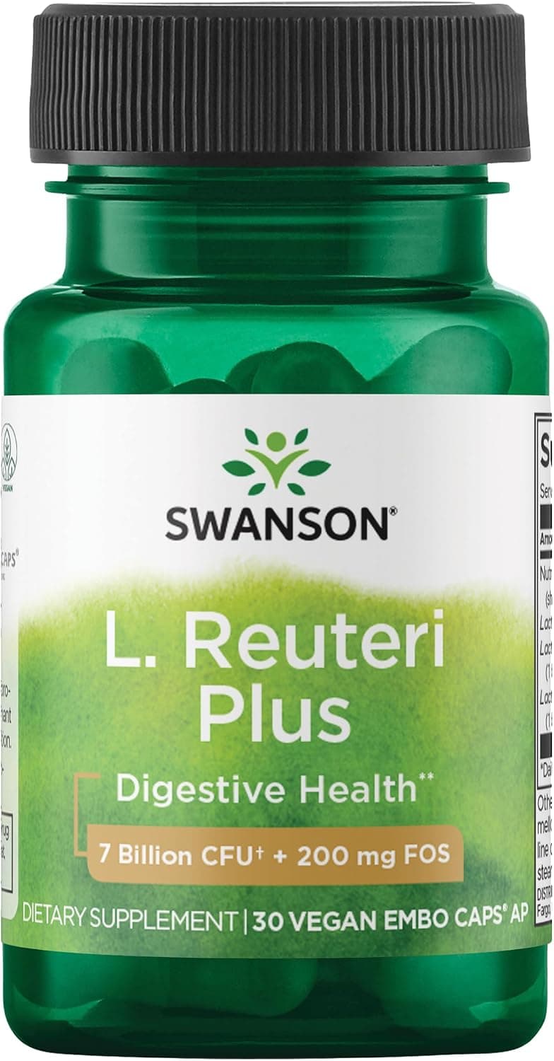 Swanson L. Reuteri Probiotic Plus w/L. Rhamnosus L. Acidophilus & FOS Prebiotic Digestive Support - Promotes Gut Health w/ 7 Billion CFU per Capsule - (30 Veggie Capsules) - image 1 of 1