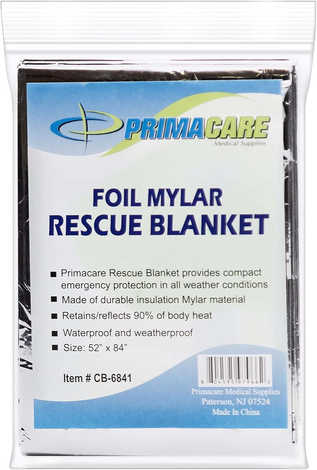Primacare CB-6841 Emergency Foil Mylar Thermal Blanket, 82" Length x 54" Width - image 1 of 1