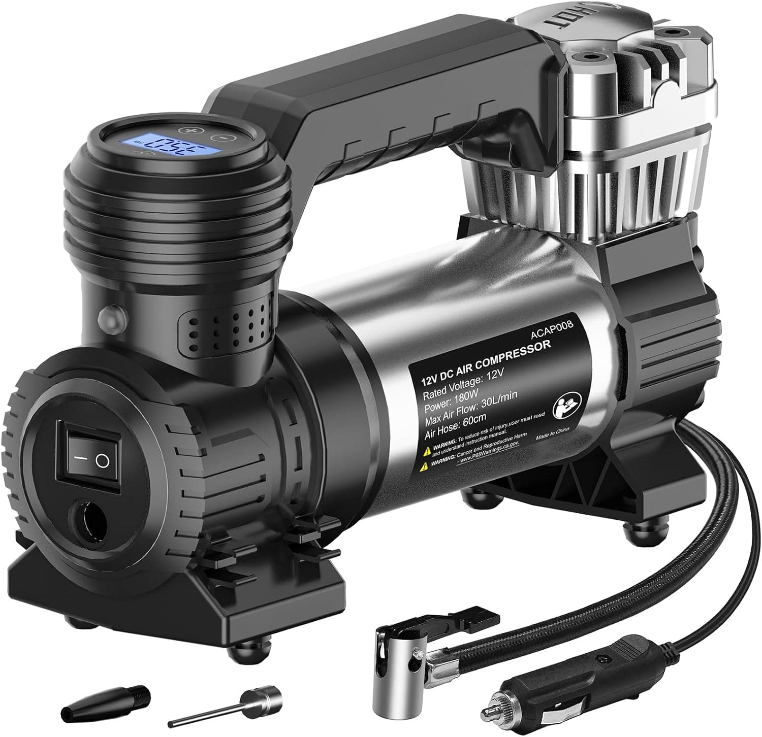 Avid Power Tire Inflator Portable Air Compressor, 30L/M Fast Inflation, Auto Tire Inflator with Gauge, Portable Air Pump for Car Tires & Many inflatables, Compact Air Compressor - image 1 of 1