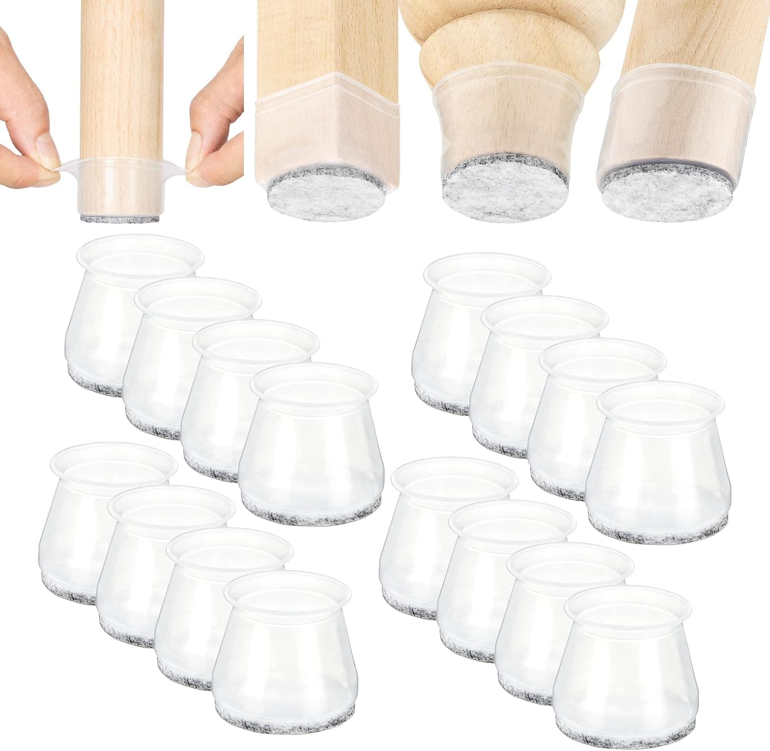 Aneaseit Silicone Chair Leg Floor Protectors, Felt Furniture Pads for Hardwood Floors, Rubber Chair Leg Protectors, Covers for Wooden Floors or Tile (16pcs, Clear) - image 1 of 1