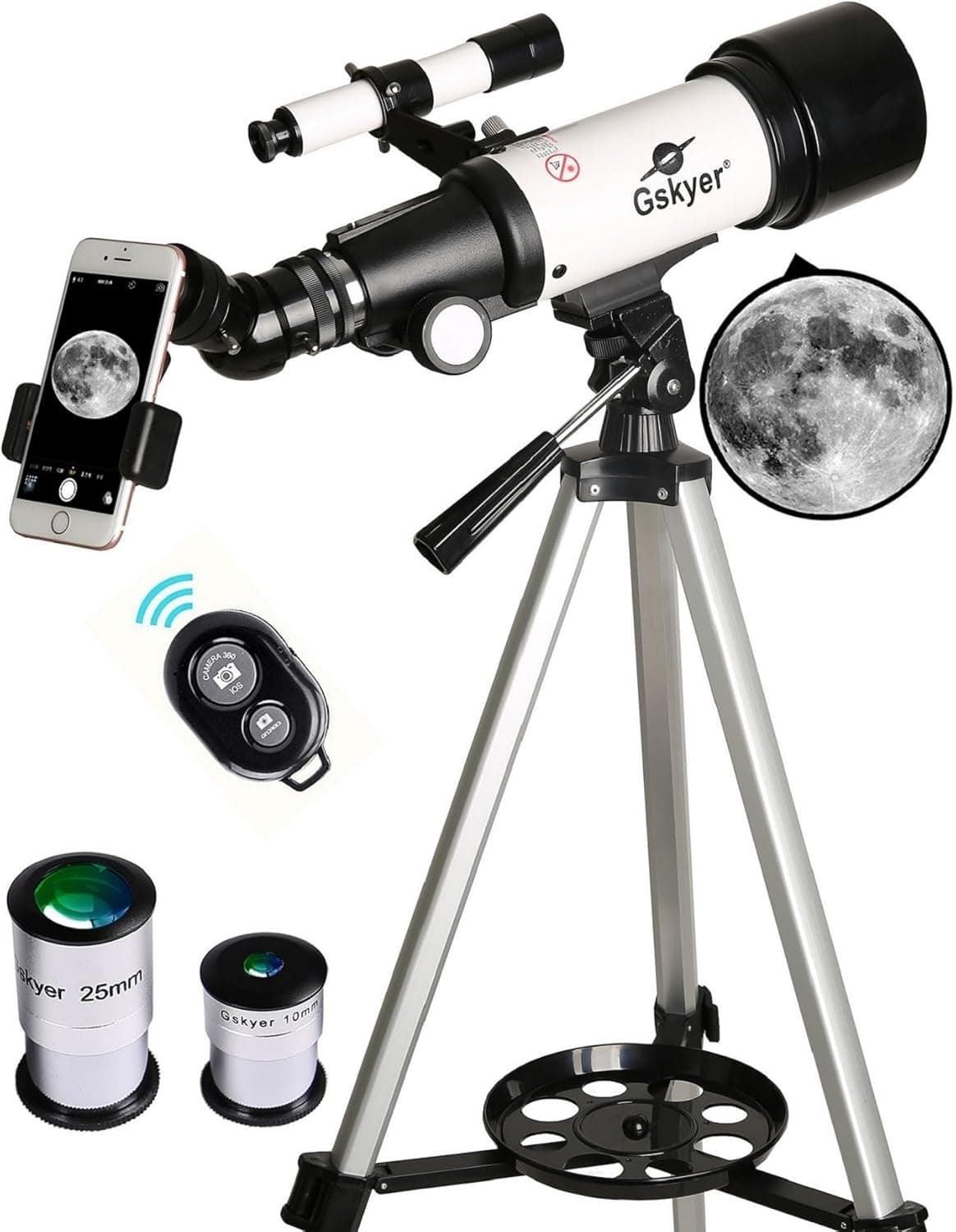 Gskyer Telescope, 70mm Aperture 400mm AZ Mount Astronomical Refracting Telescope for Kids Beginners - Travel Telescope with Carry Bag, Phone Adapter and Wireless Remote. - image 1 of 1
