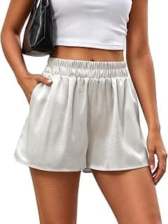 Satin Shorts for Women - High Waisted Silk Shorts with Pockets Y2K Casual Mini Summer Vacation Going Out Short - image 1 of 1