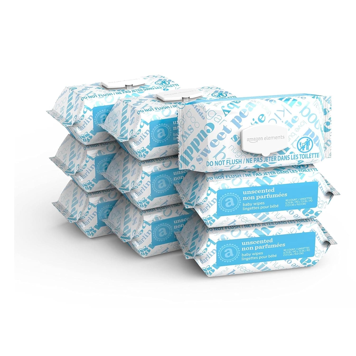 Amazon Elements Baby Wipes, Unscented, 810 Count, Flip-Top Packs - image 1 of 1