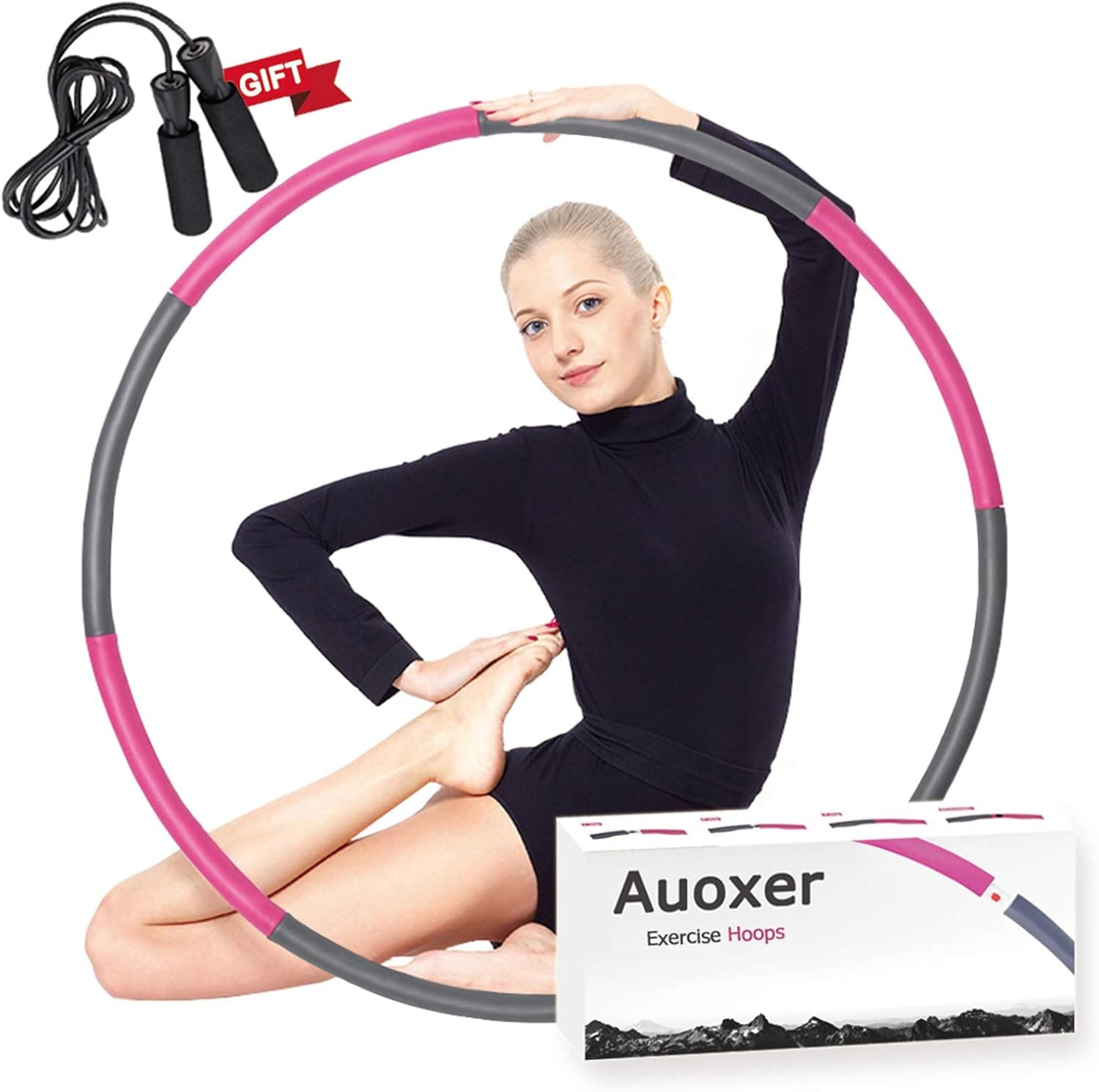 Auoxer Fitness Exercise Weighted Hoops, Lose Weight Fast by Fun Way to Workout, Fat Burning Healthy Model Sports Life, Detachable and Size Adjustable Design - image 1 of 1