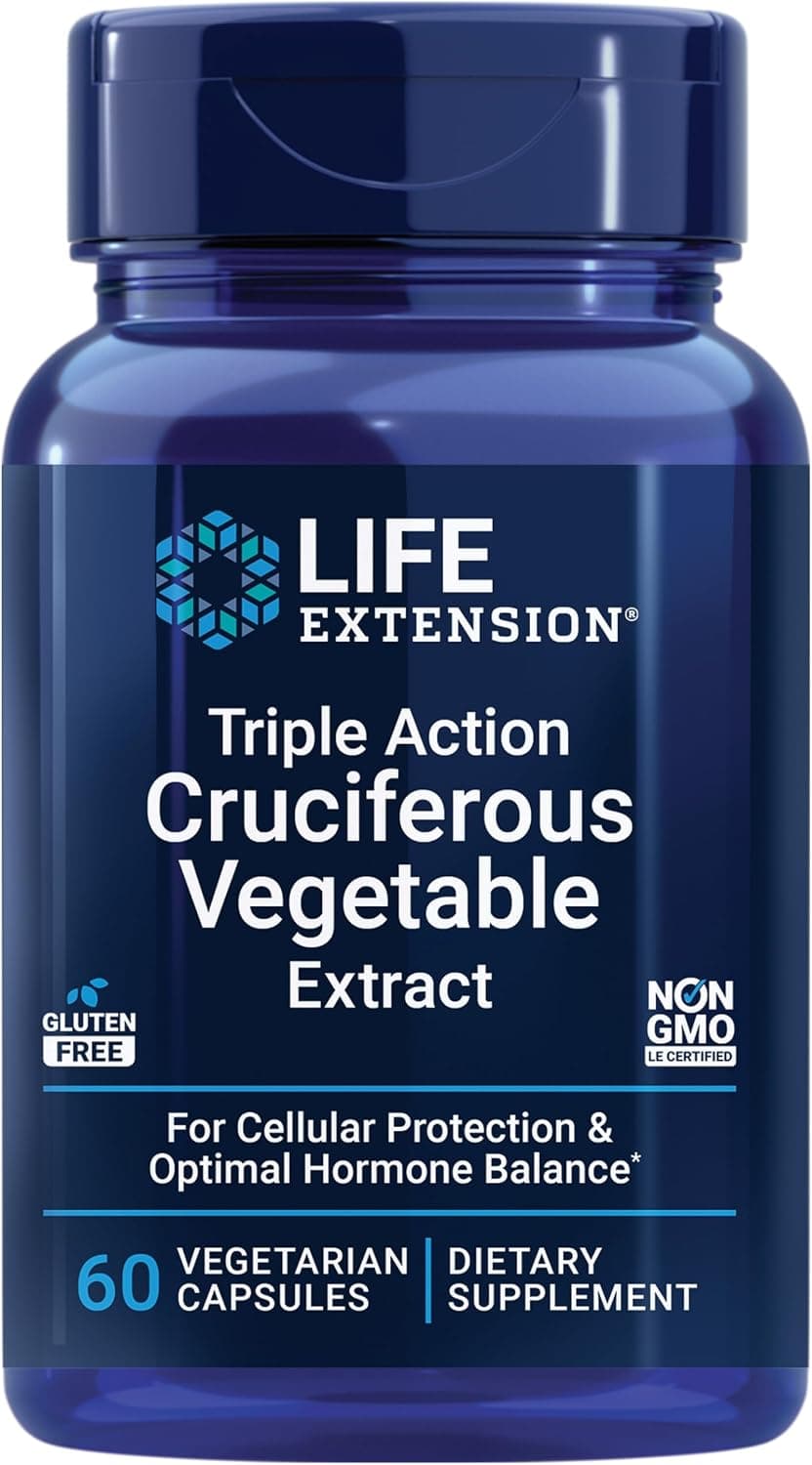 Life Extension Triple Action Cruciferous Vegetable Extract, 60 Vegetarian Capsules—Helps Maintain DNA Health & Already-Healthy Hormone Levels - Non-GMO, Gluten-Free, Vegetarian - image 1 of 1