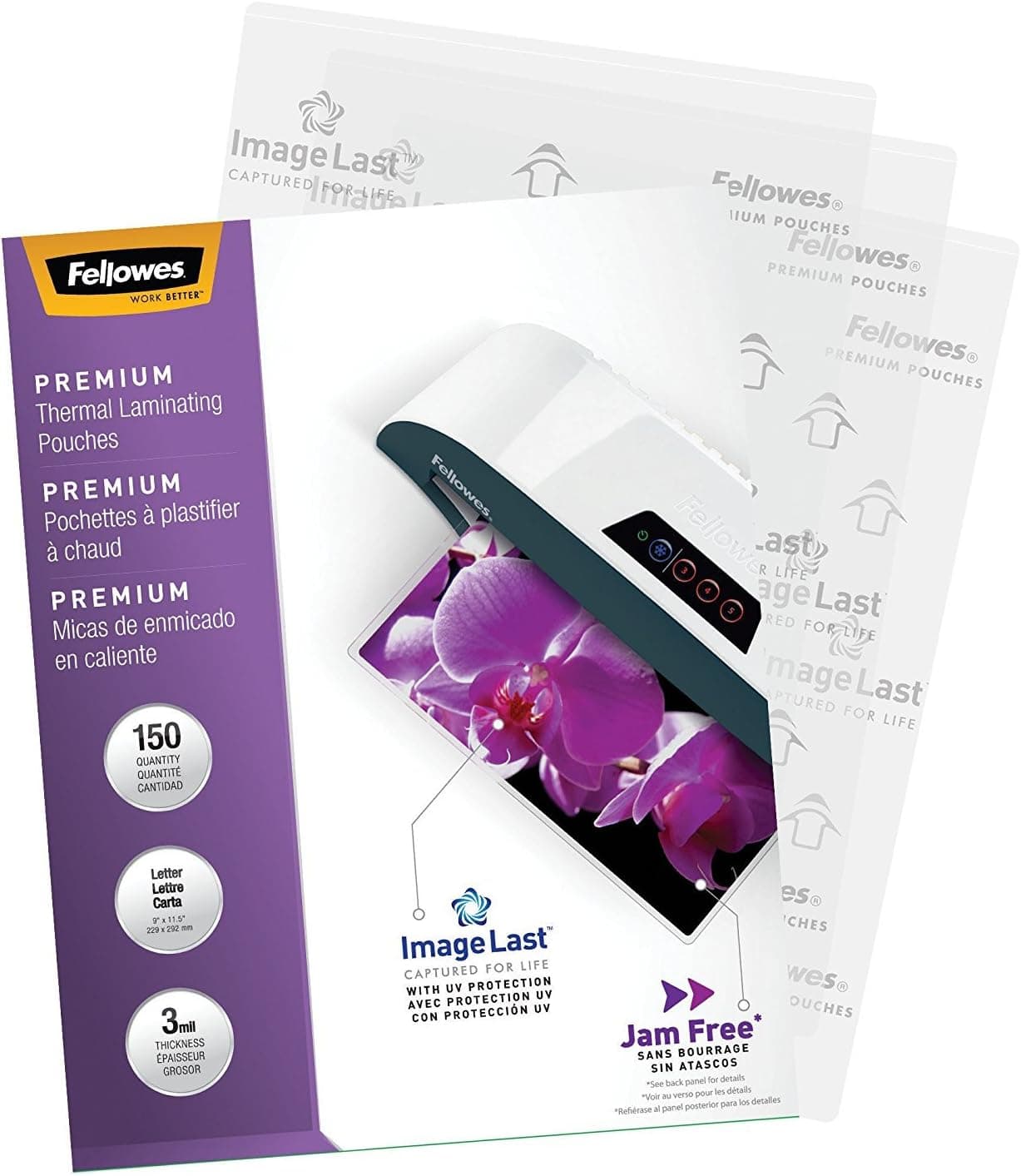 Fellowes Laminating Pouches, Glossy, 8.5" x 11", 3 mil Thick, Clear, Pack of 150 - image 1 of 1