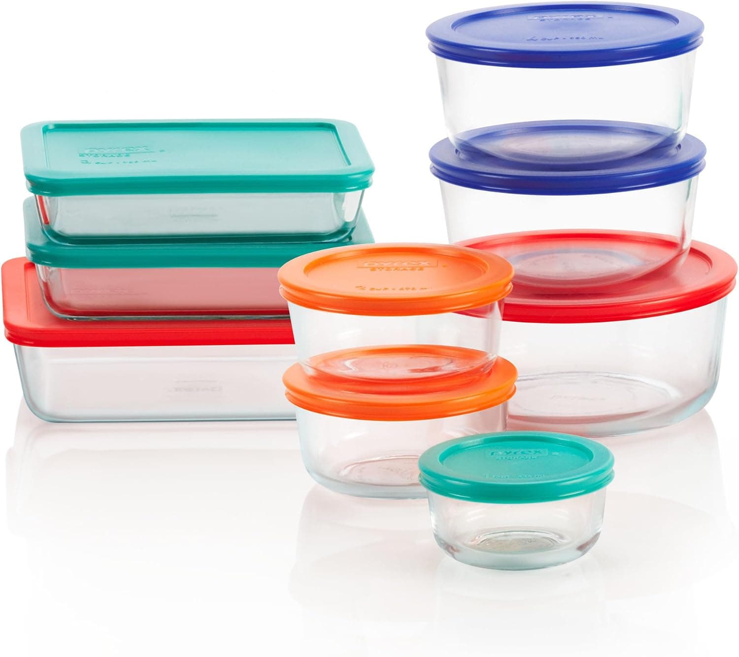 Pyrex Simply Store 9-Pack Mixed Sized Glass Food Storage Set, Round & Rectangular Containers With Lids, BPA-Free, Dishwasher & Microwave Safe - image 1 of 1
