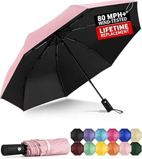 Windproof Automatic Travel Umbrella, Compact Folding UV Sun & Rain