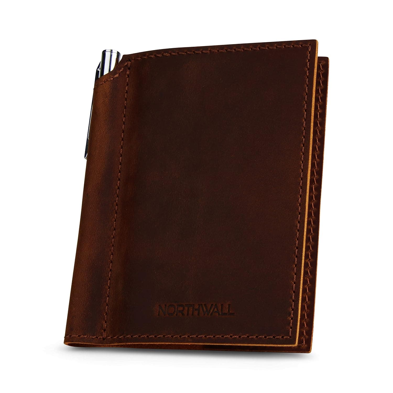 Northwall Leather Journal Cover for Moleskine Cahier, Notebook Cover for Field Notes, Handmade Vintage Leather Cover for 3" x 4" Pocket Size Notebooks, Brown (2.5" x 4" notebook included) - image 1 of 1
