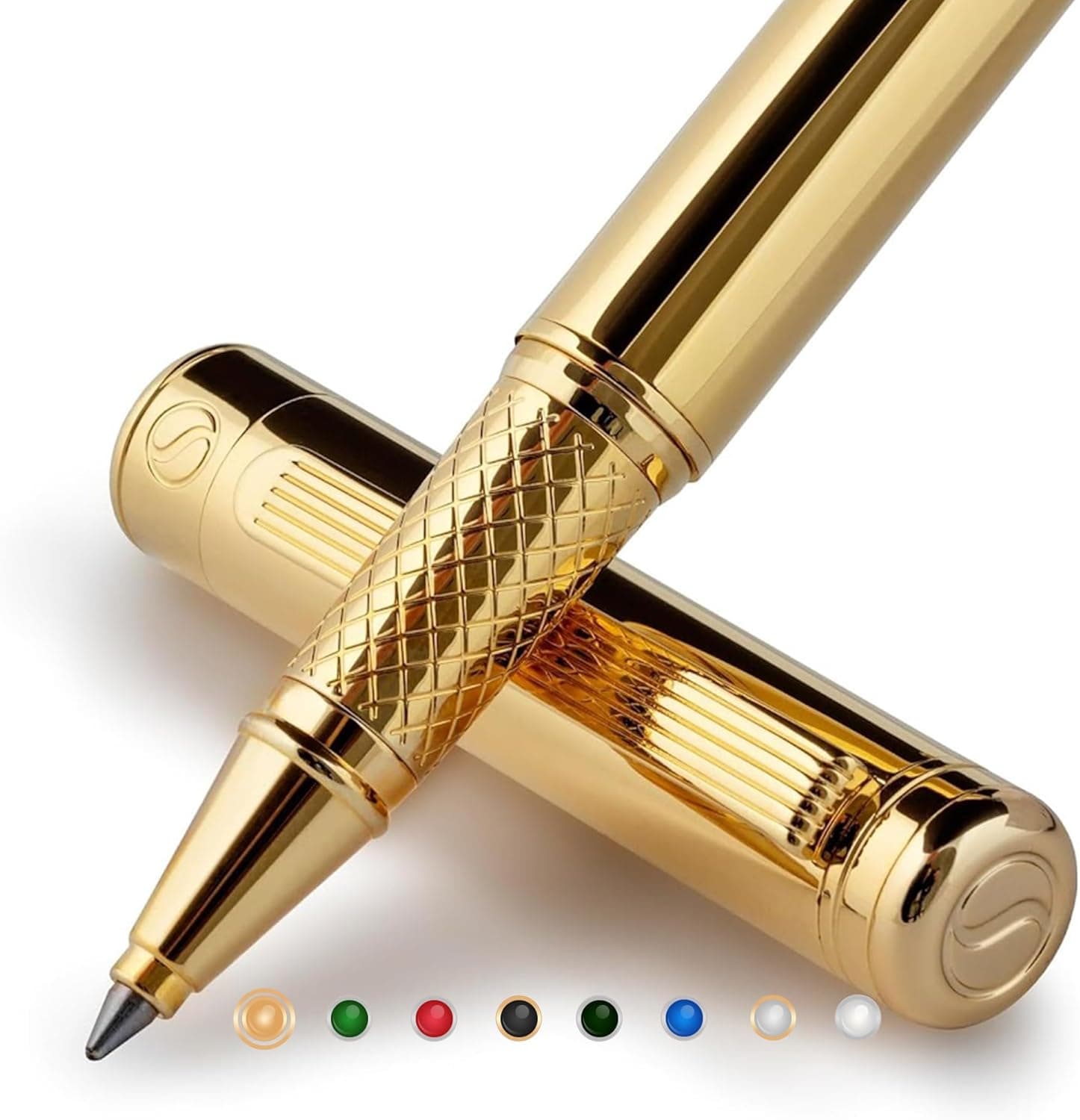 Scriveiner Gold Rollerball Pen - Stunning Luxury Pen, Real Gold Plating, Schmidt Ink Refill, Best Roller Ball Pen Gift Set for Men & Women, Professional, Executive Office, Nice Pens - image 1 of 1