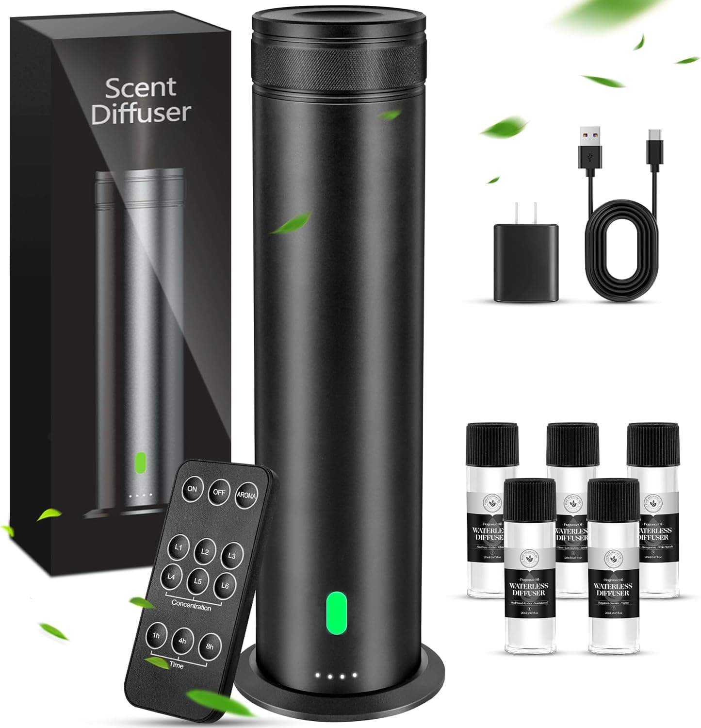 Waterless Scent Diffuser Starter Kit - Suitable for Home and Hotel Series Air Diffuser, 800 Square Inches of Coverage, 5 Kinds of Scented Essential Oils, Remote Control - image 1 of 1