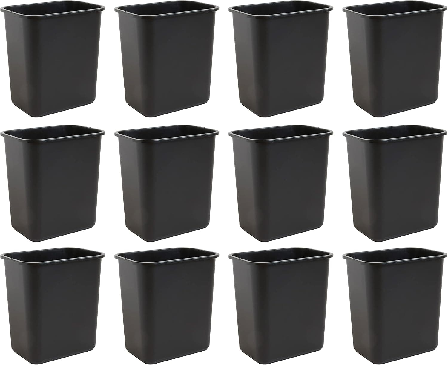 United Solutions 7 Gallon / 28 Quart Space Saving Trash Wastebasket, Fits Under Desk and Small, Narrow Spaces in Commercial, Kitchen, Home Office, and Dorm, Easy to Clean, Black (Pack of 12) - image 1 of 1