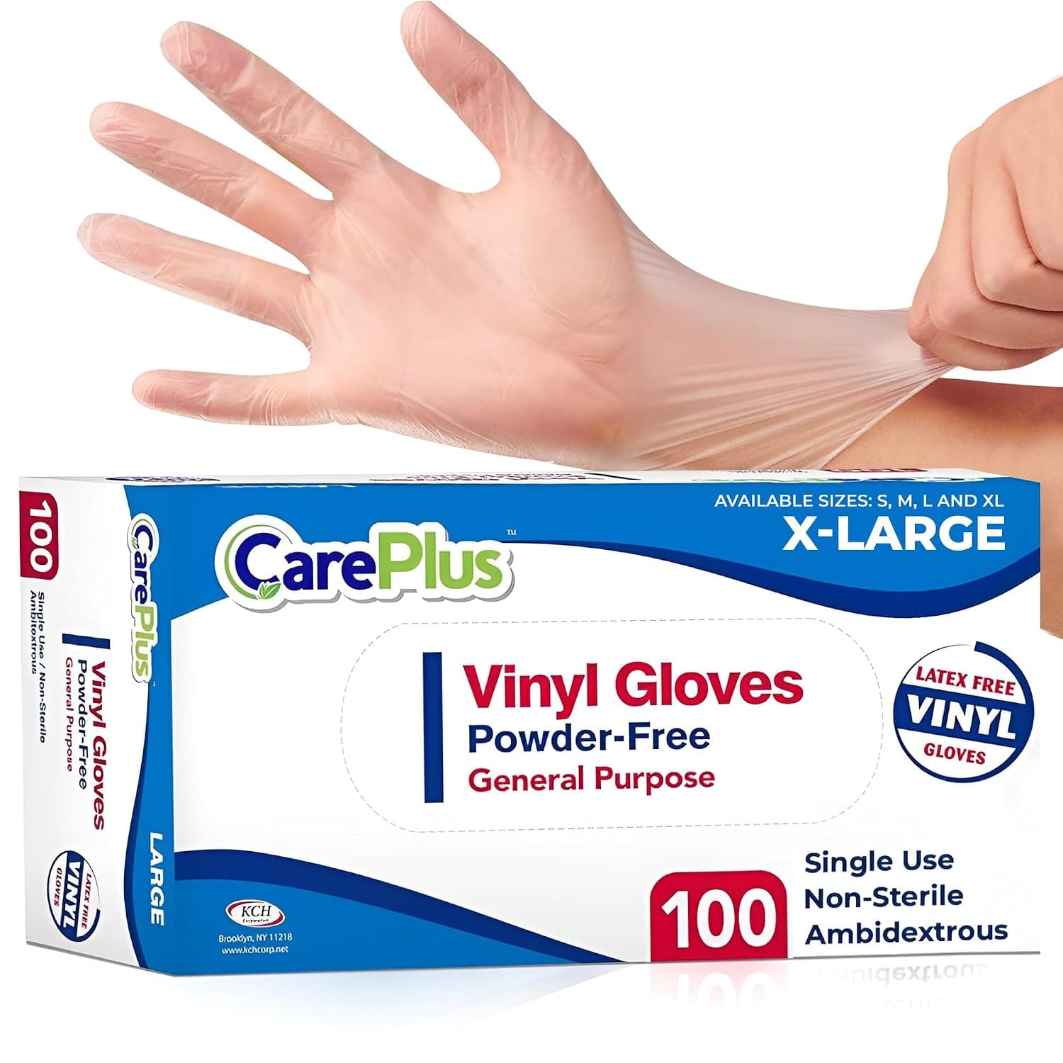 CARE PLUS Vinyl Gloves Clear Extra Large Size 100 Count | Heavy Duty, Non-Sterile, Powder-Free, Latex-Free Rubber | Food Prep, Kitchen & Cleaning Gloves, Ideal for Professional Use - image 1 of 1