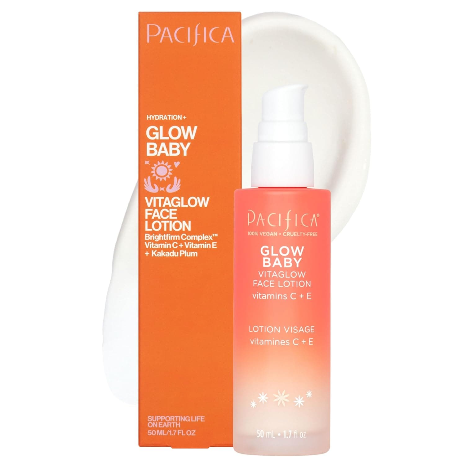Pacifica Vitamin C Face Lotion Glow Baby VitaGlow Face Moisturizer Glow Recipe, Vitamin E, Antioxidants, Dermatologist Tested 1.7 oz - image 1 of 1