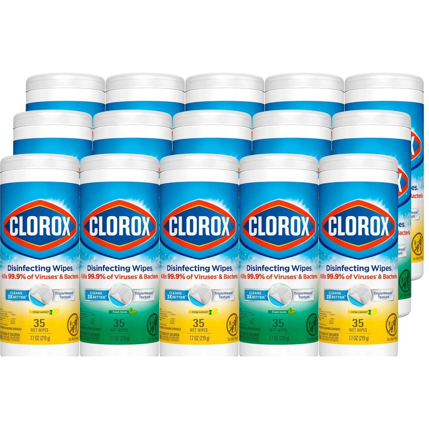 Clorox 30112 Disinfecting Wipe, Fresh/Lemon Fresh Scent (525 Count) - image 1 of 1