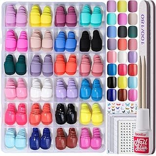 Short Square Press on Nails, Teenitor 576pcs Short Press on Fake Nails With Nail Glue And Adhesive Stickers, 12 Colors Matte Press On Short Nails, 12 Colors Glossy Short Press On Nails, Short Glue On Nails With Nail Stickers Rhinestones