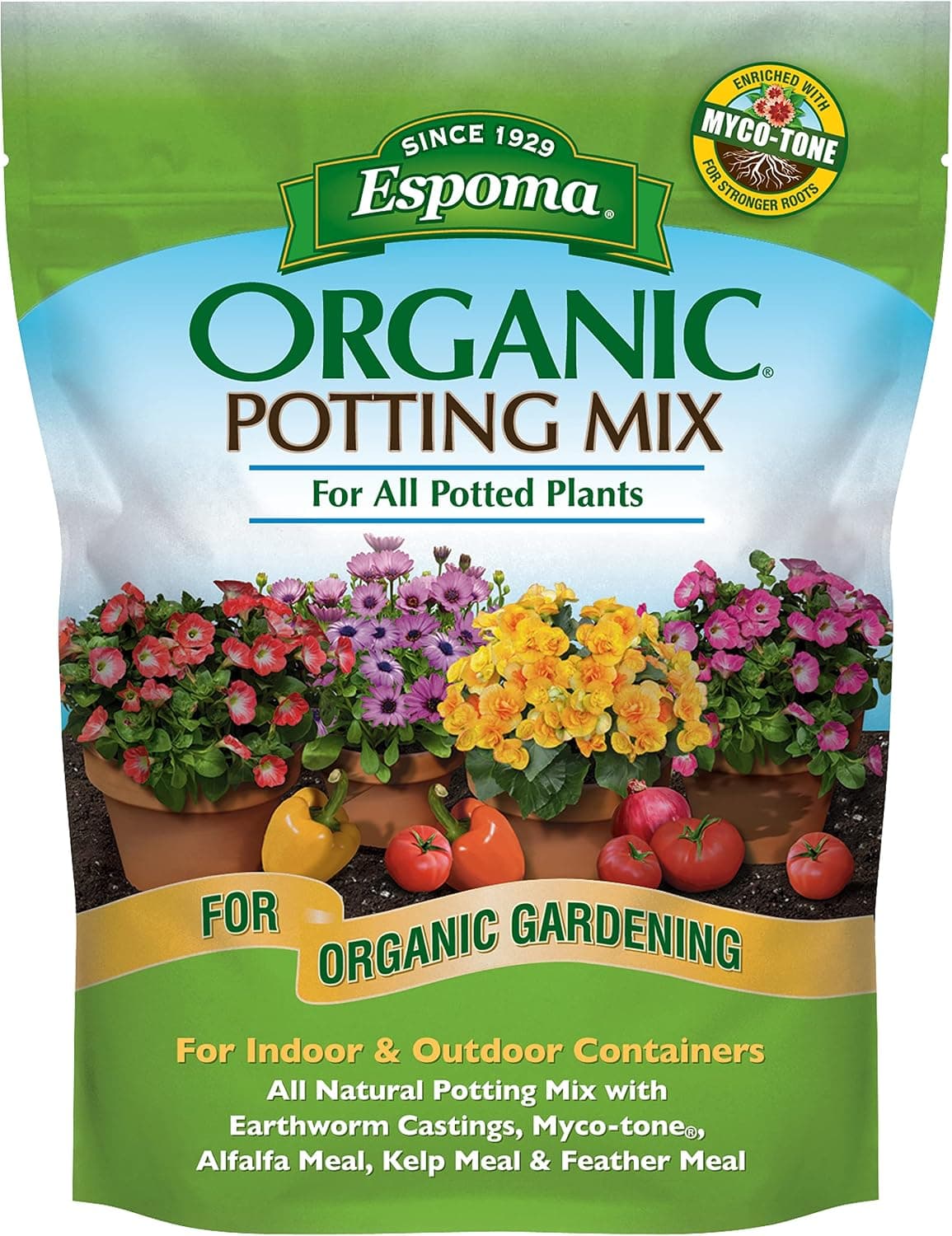 Espoma Organic Potting Soil Mix - All Natural Potting Mix For All Indoor & Outdoor Containers Including Herbs & Vegetables. For Organic Gardening, 8qt. bag. Pack of 1 - image 1 of 1