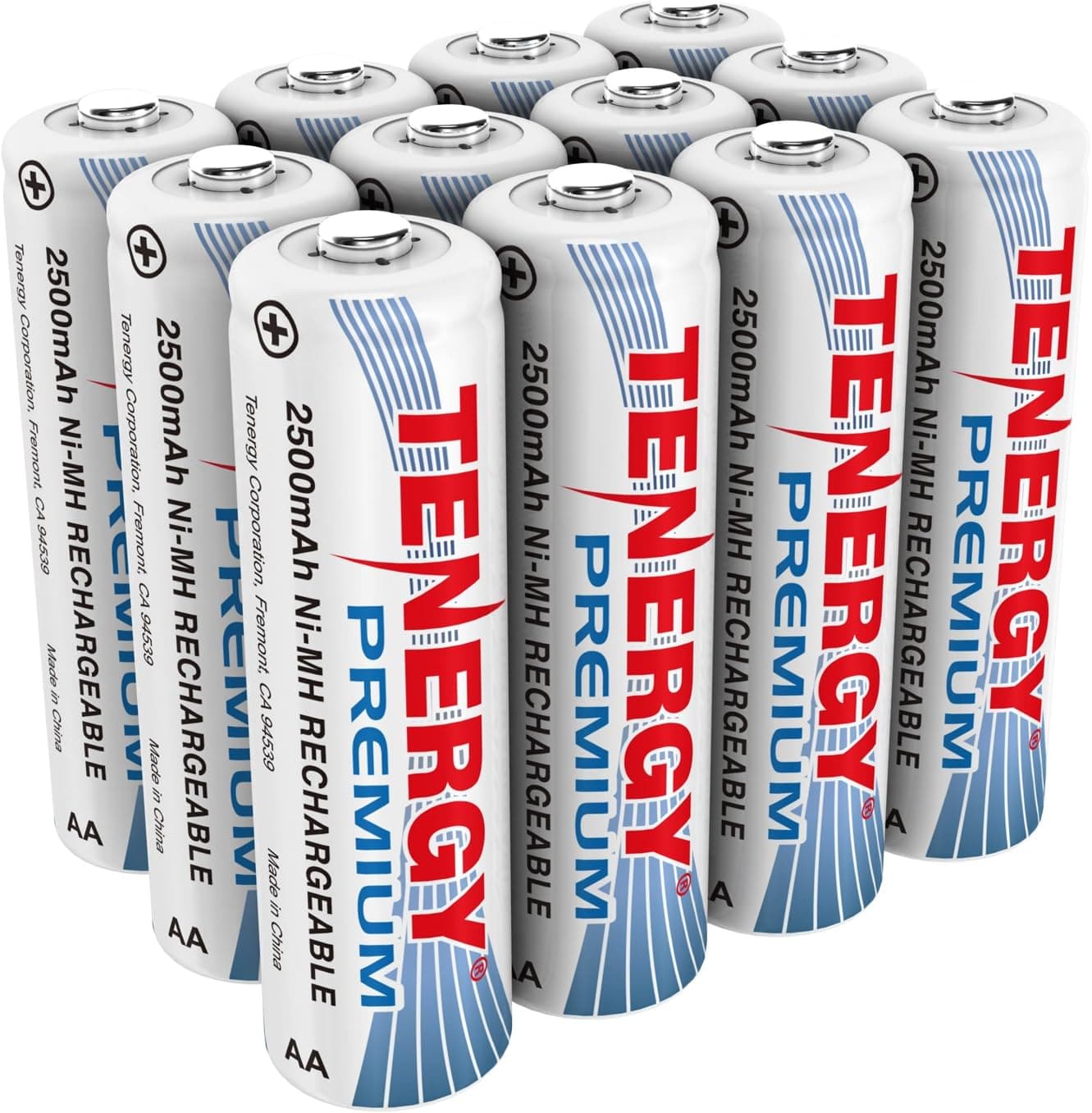 Tenergy Premium Rechargeable AA Batteries, High Capacity 2500mAh NiMH AA Battery, AA Cell Battery, 12 Pack - image 1 of 1