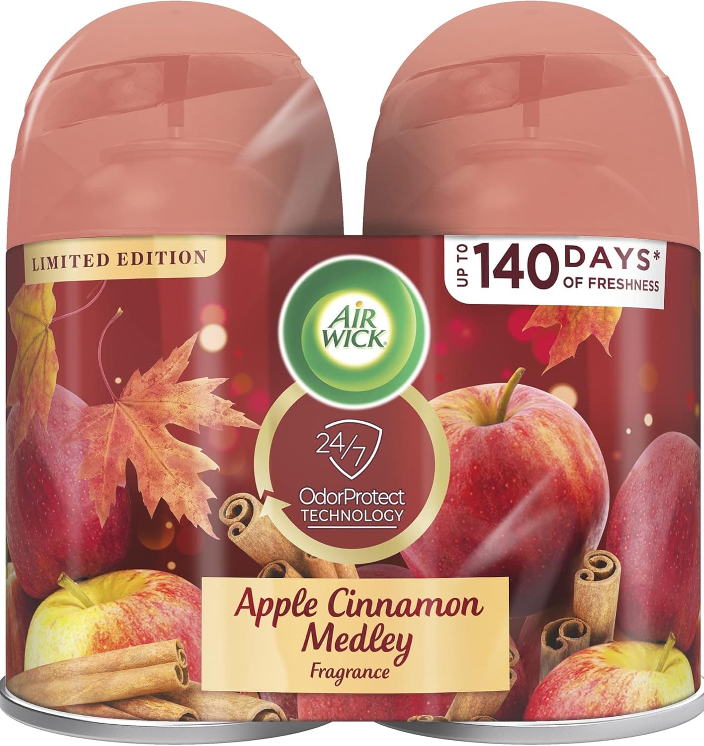 Air Wick Automatic Air Freshener Spray Refill, 2ct, Apple Cinnamon, Odor Neutralization, Essential Oils - image 1 of 1