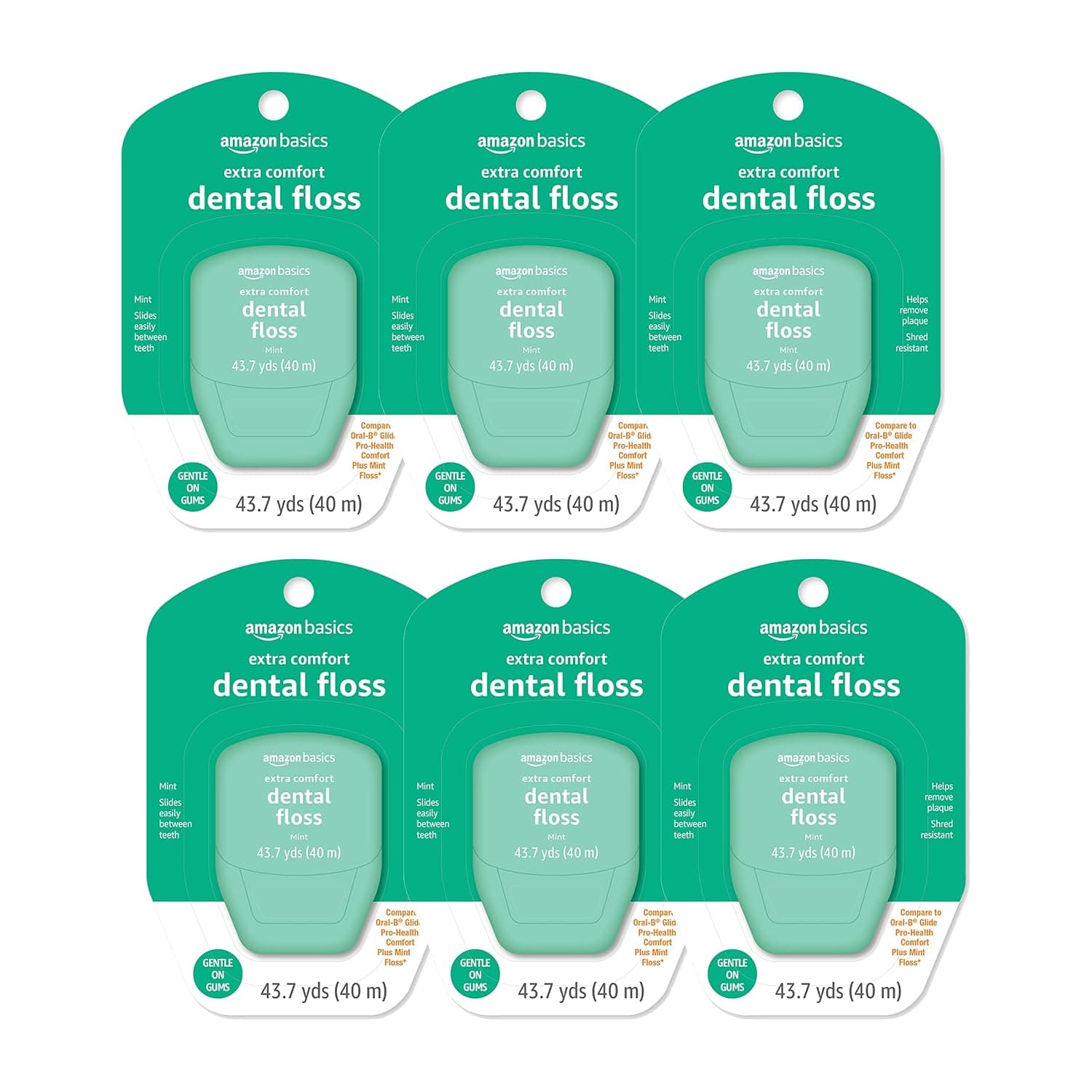 Amazon Basics Extra Comfort Mint Dental Floss, 40 m (Pack of 6) - image 1 of 1