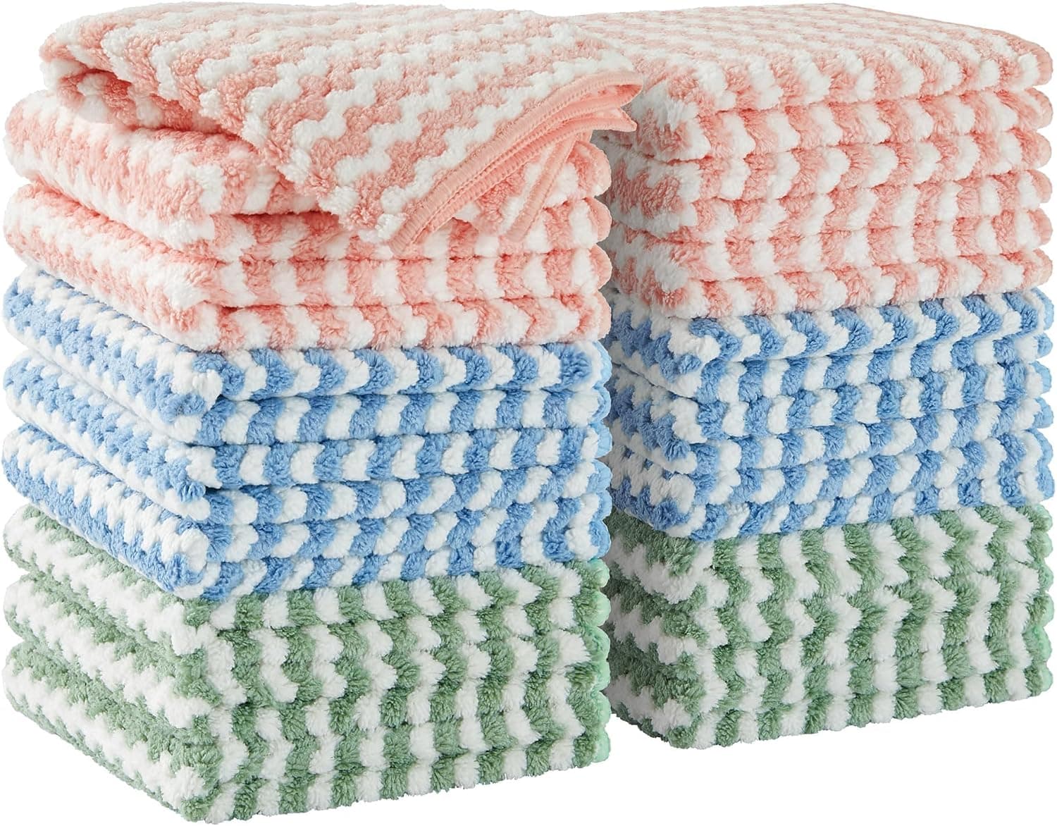 JOYMOOP 18 Pack Microfiber Cleaning Cloth, Kitchen Towels for Dish Drying Washing, Absorbent Streak Free Lint Free Rags for Cleaning, Reusable and Washable Towels - 10" x 10" - image 1 of 1