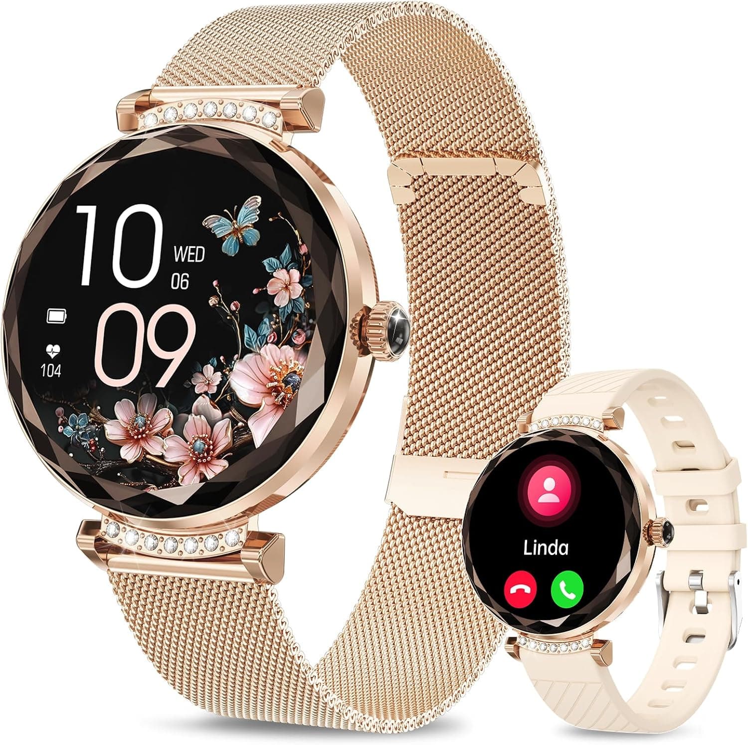 Smart Watches for Women Answer/Make Call, 1.19" AMOLED Smartwatch with Bluetooth for Android iOS Phones, IP68 Waterproof Fitness Tracker with Heart Rate SpO2 Sleep Monitor, Rose Gold - image 1 of 1