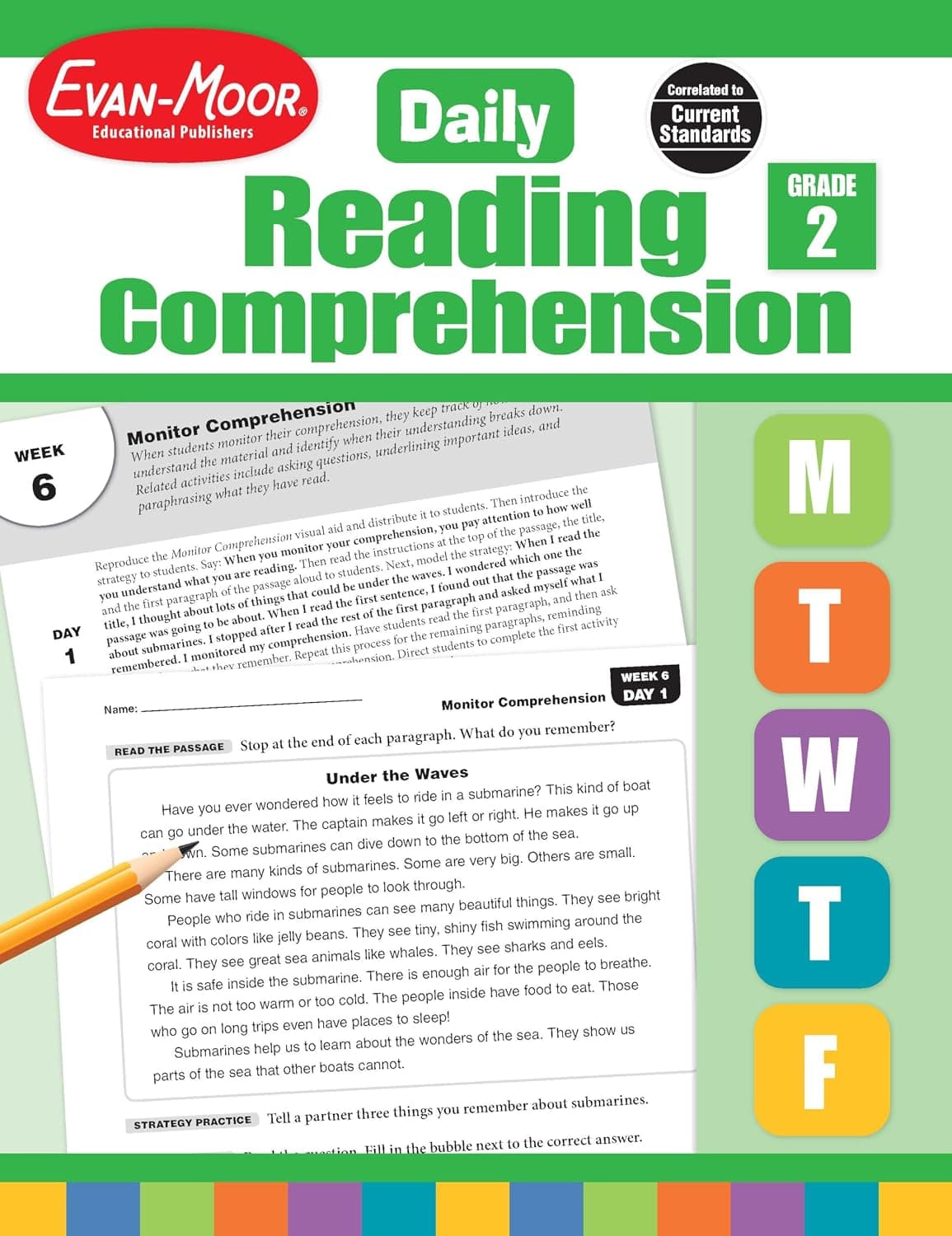 Evan-Moor Daily Reading Comprehension, Grade 2 - Homeschooling & Classroom Resource Workbook, Reproducible Worksheets, Teaching Edition, Fiction and Nonfiction, Lesson Plans, Test Prep - image 1 of 1