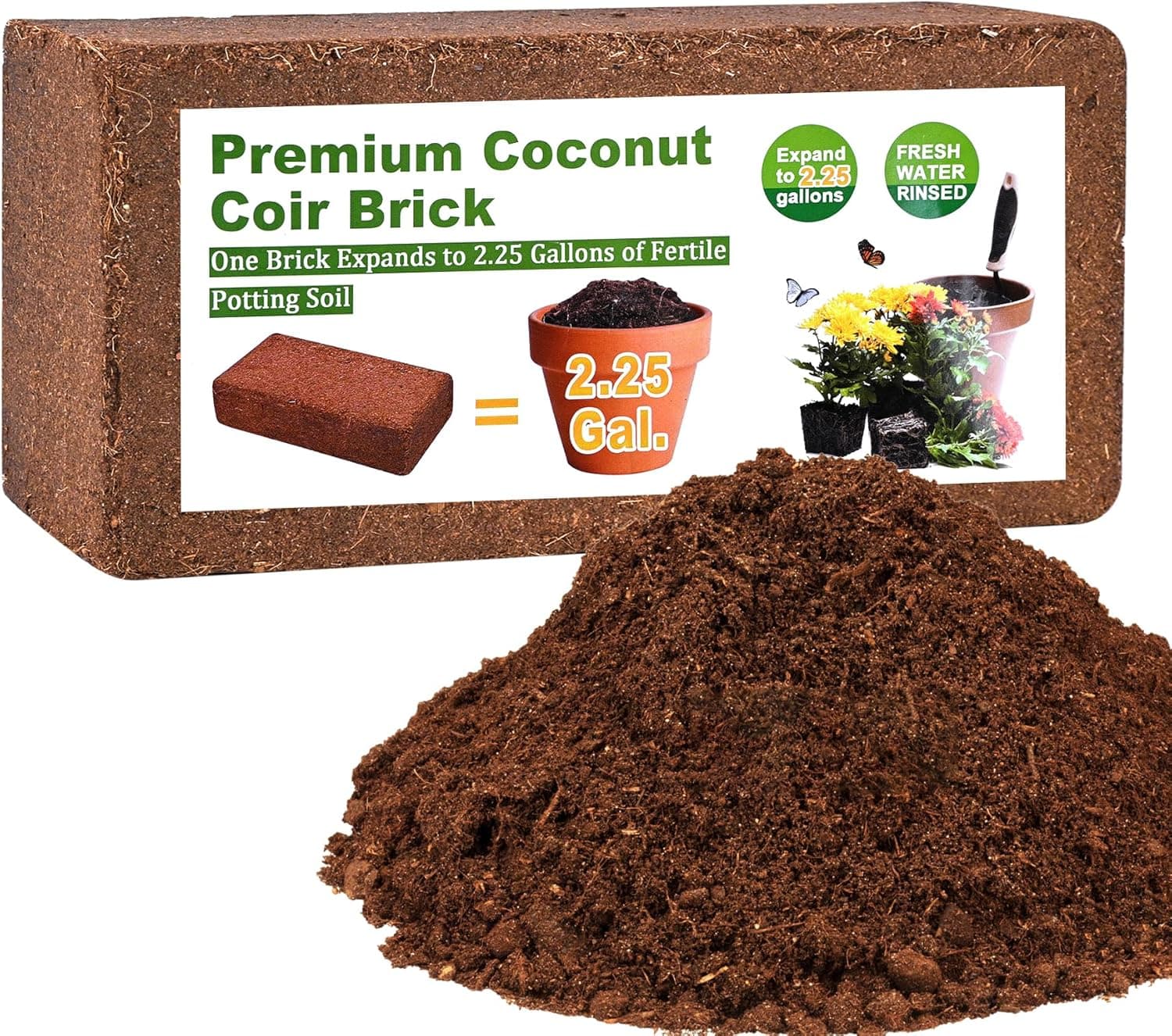 Organic Coco Coir 1 Pcs Compressed Coconut Coir Brick Coconut Fiber Husk Substrate Mulch Coconut Bark Core Growing Medium Peat Moss Soil High Nutrition for Plants Gardening Seed Starting Soil Mix - image 1 of 1
